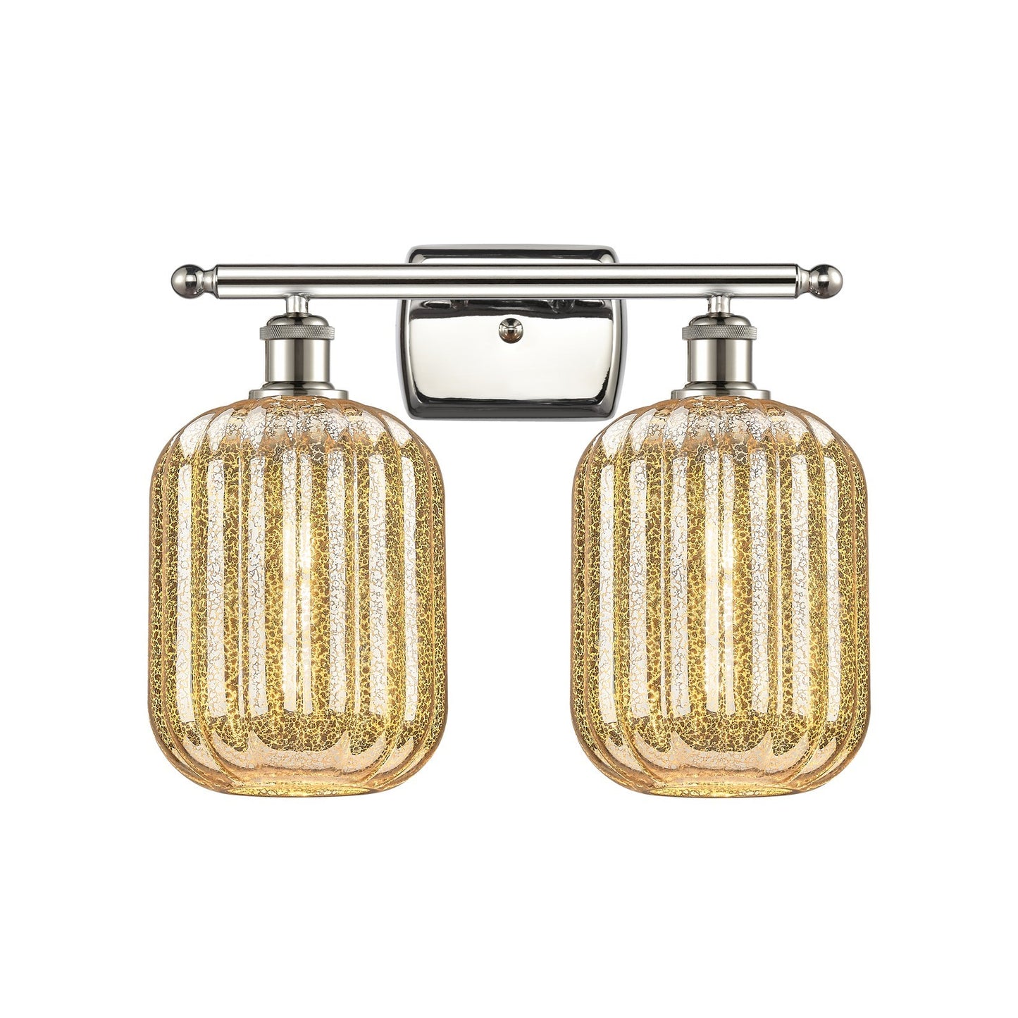 Innovations Preston Cylinder 16in 2-Light Bath Vanity Light | Industrial Polished Nickel and Mercury Glass | Bathroom | Model 516-2W-PN-G460-7ME