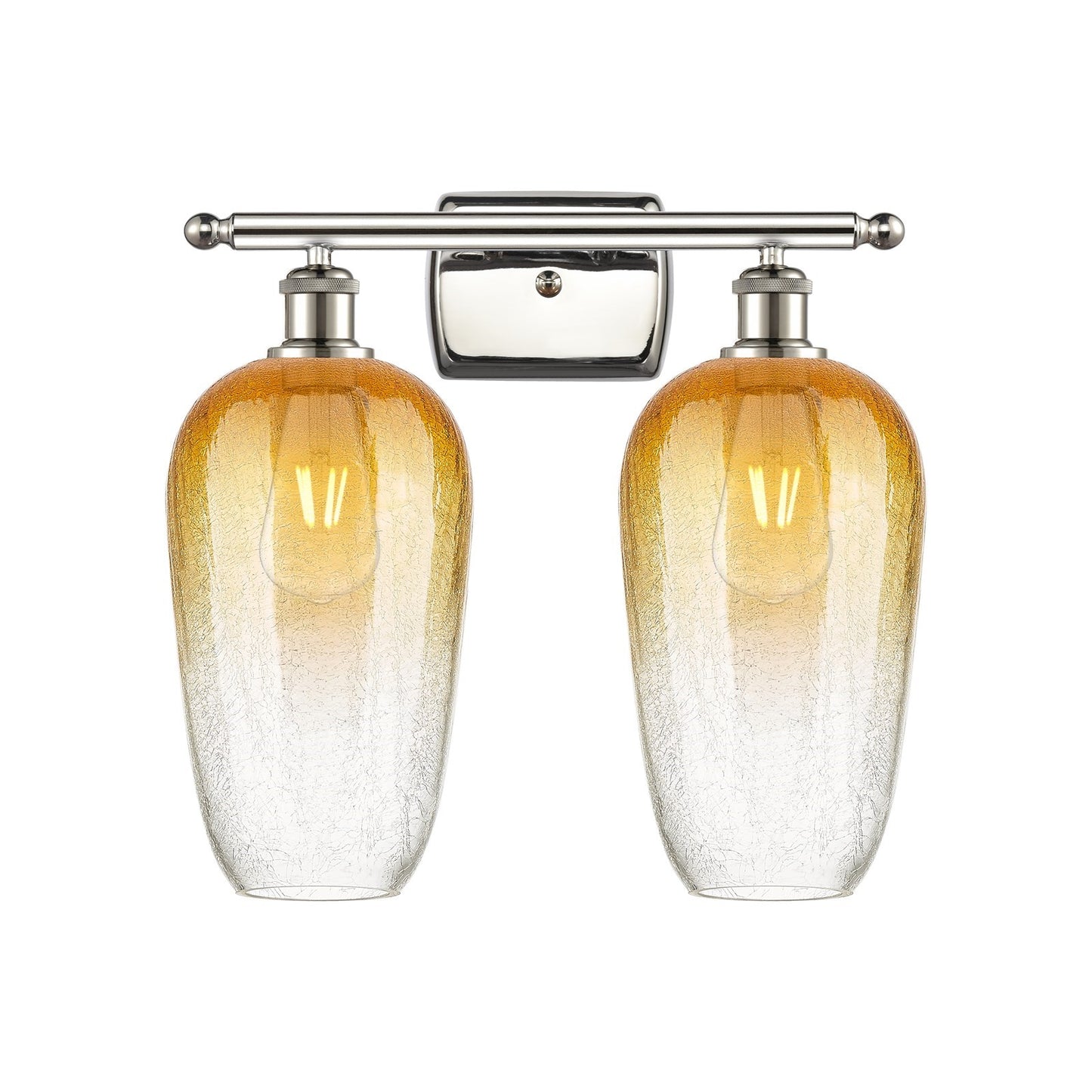 Innovations Brookhaven Flute 17in 2-Light Bath Vanity Light | Industrial Polished Nickel and Amber Glass | Bathroom | Model 516-2W-PN-G484-7AM