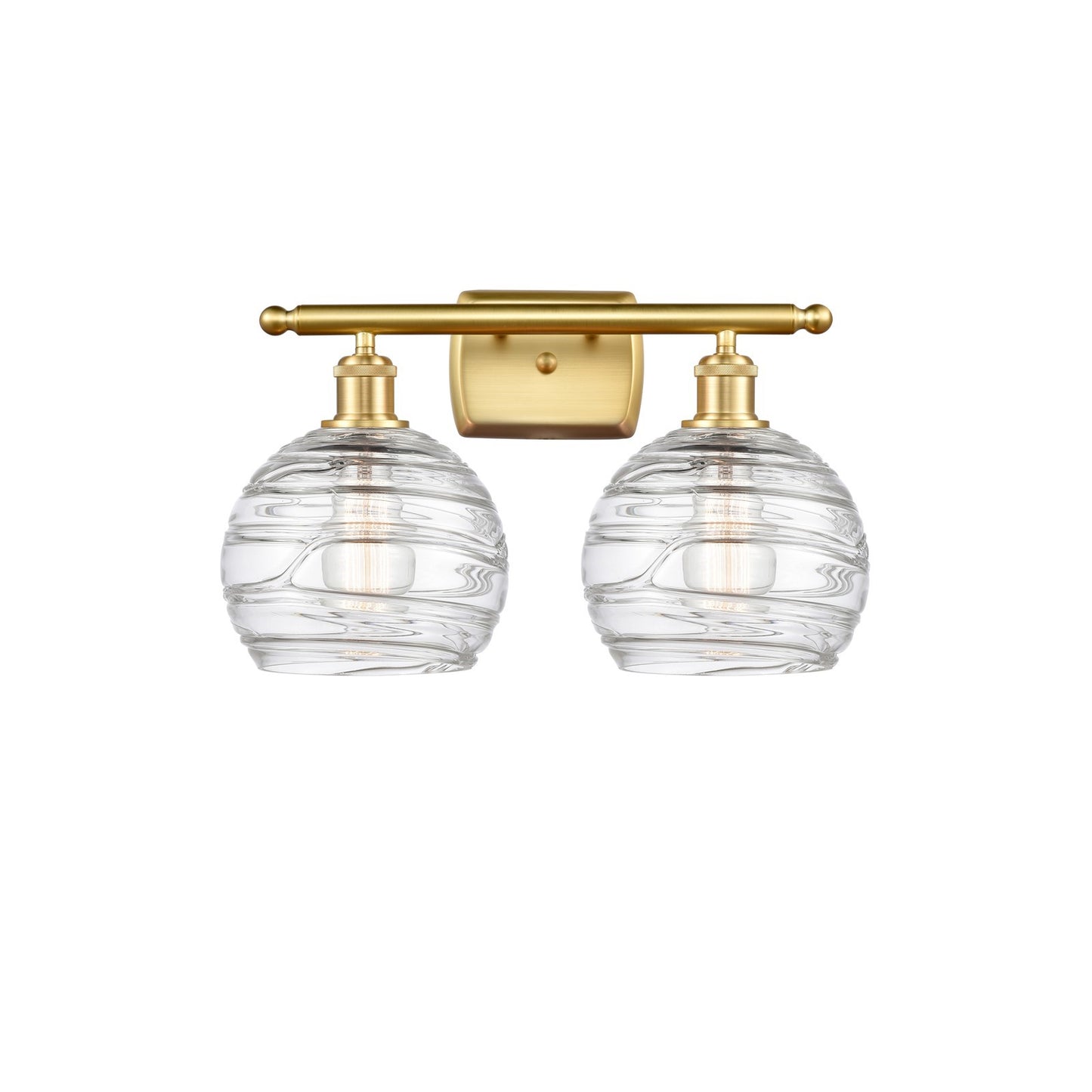 Innovations Athens Deco Swirl 18in 2-Light Bath Vanity | Industrial Satin Gold and Clear Glass | Bathroom & Powder Room | Model 516-2W-SG-G1213-8CL