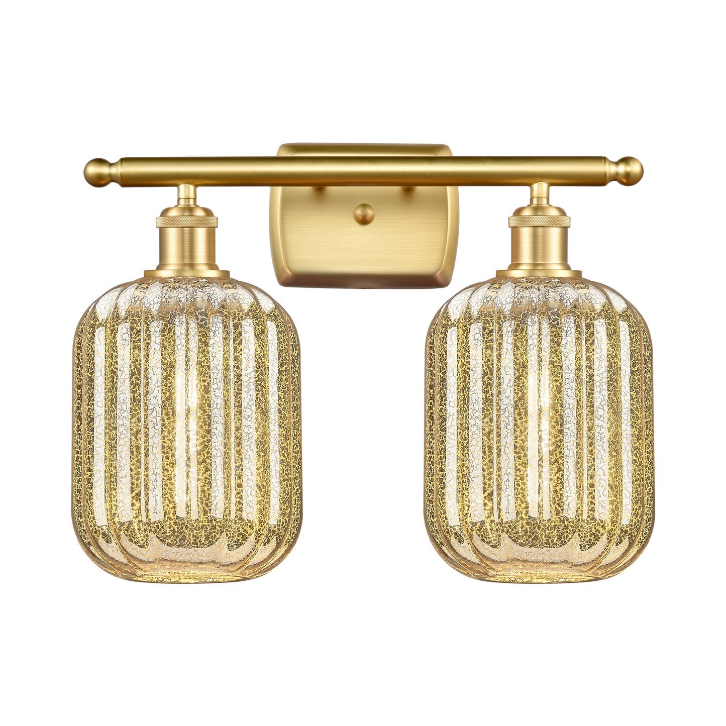 Innovations Preston Cylinder 17in 2-Light Bath Vanity | Industrial Satin Gold and Mercury Glass | Bathroom & Powder Room | Model 516-2W-SG-G460-7ME