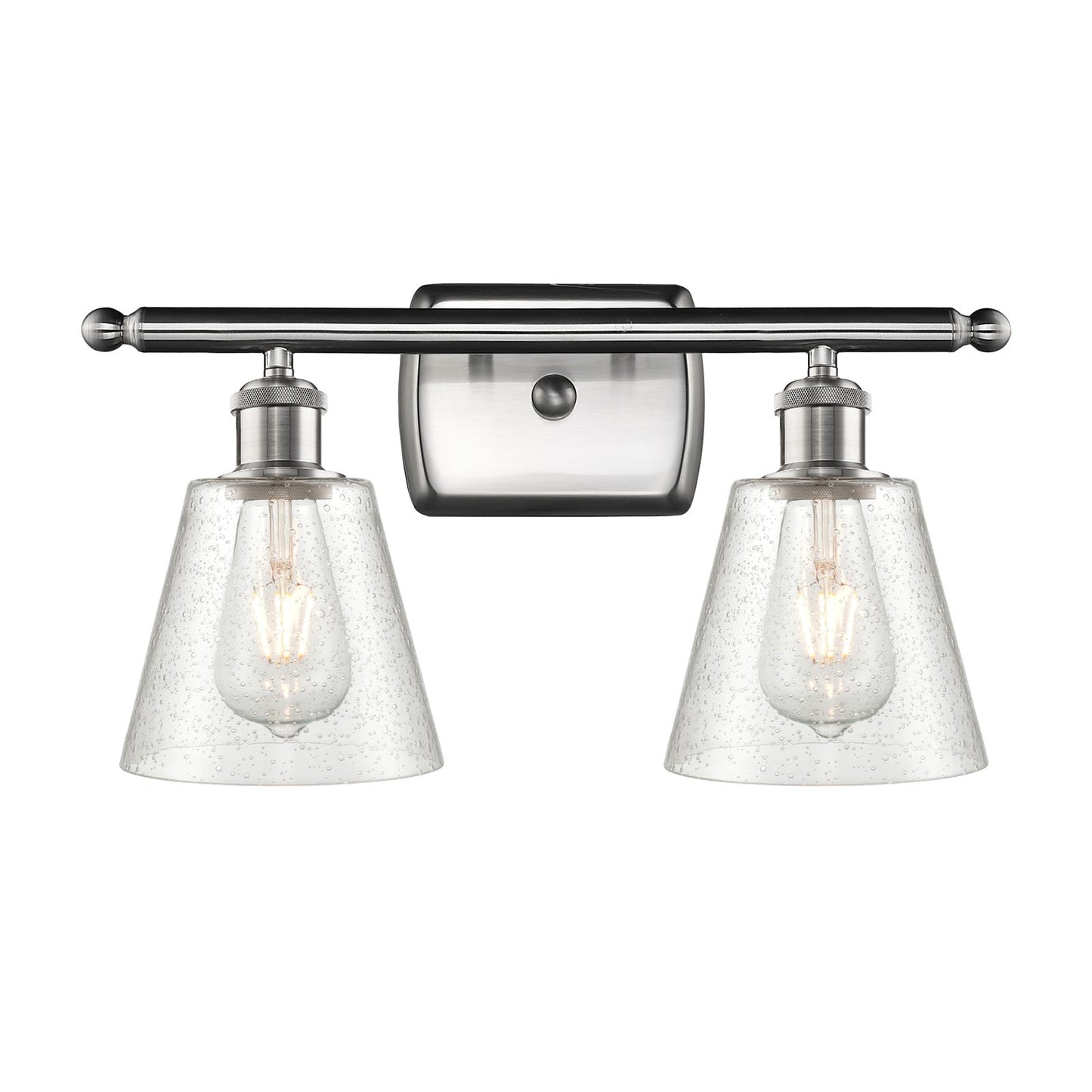 Innovations Caton 16in 2-Light Bath Vanity Light | Industrial Brushed Satin Nickel and Frosted Glass | Bathroom & Powder Room | Model 516-2W-SN-G454