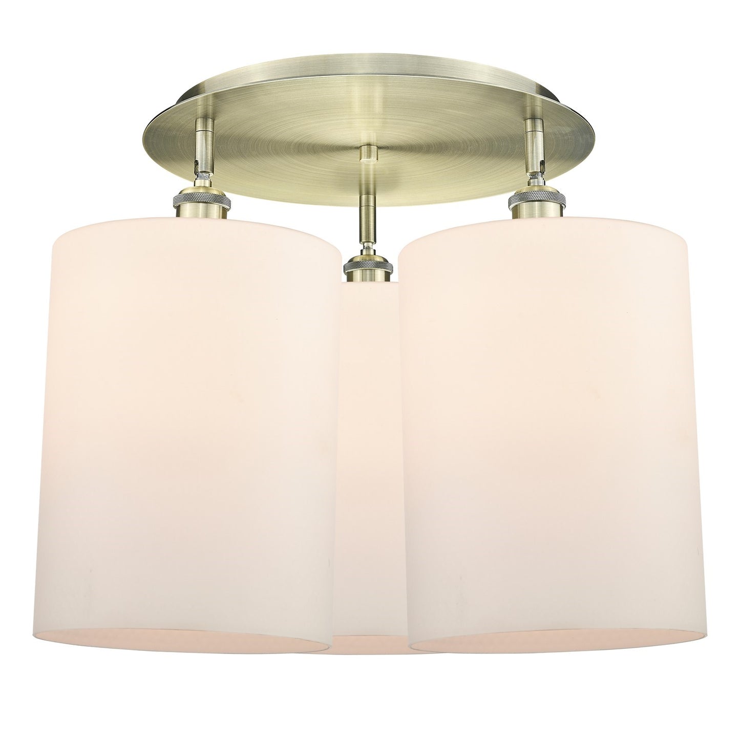 Innovations Cobbleskill 21in 3-Light Semi-Flush | Industrial Antique Brass and Matte White Glass | Kitchen & Dining Room | Model 516-3C-AB-G111-L