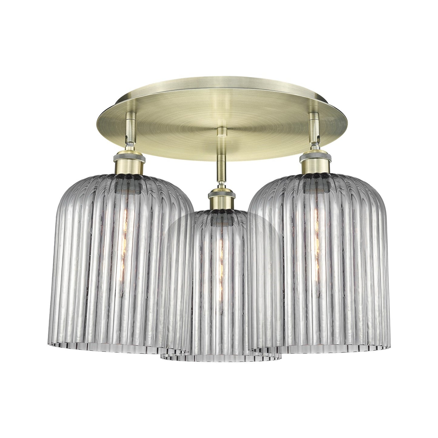 Innovations Bridal Veil 17in 3-Light Semi-Flush Mount | Art Nouveau Antique Brass and Light Smoke Glass | Kitchen Island | Model 516-3C-AB-G559-8SM