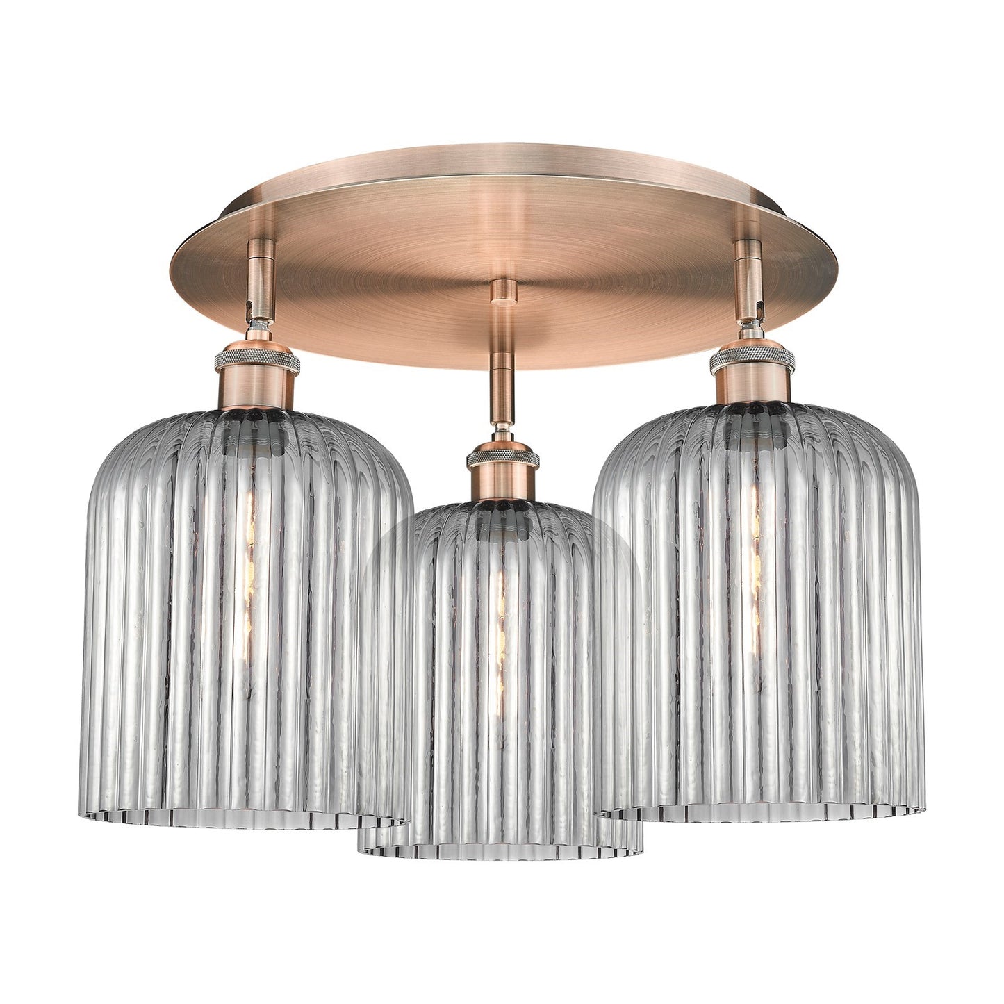 Innovations Bridal Veil 17in 3-Light Semi-Flush Mount | Art Nouveau Antique Copper and Light Smoke Glass | Bedroom | Model 516-3C-AC-G559-8SM