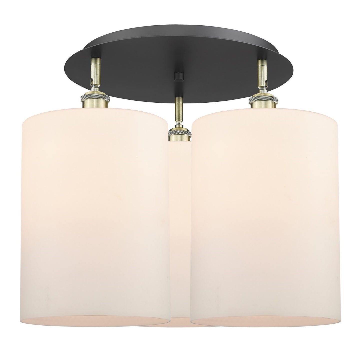 Innovations Cobbleskill 21in 3-Light Semi-Flush | Industrial Black Antique Brass and Matte White Glass | Kitchen & Dining | Model 516-3C-BAB-G111-L