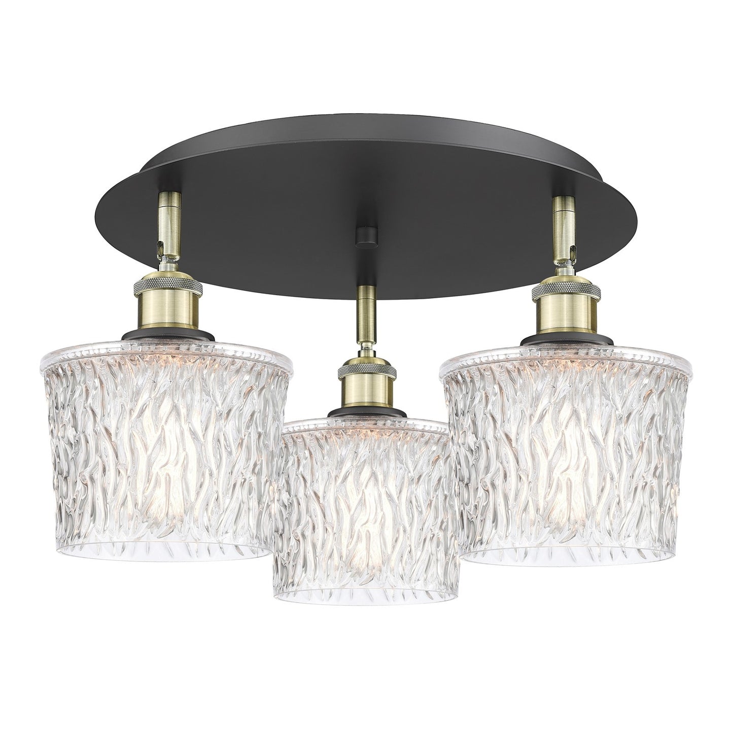 Innovations Niagara 18in 3-Light Semi-Flush Mount | Industrial Black Antique Brass and Clear Glass | Damp-Rated Kitchen | Model 516-3C-BAB-G402