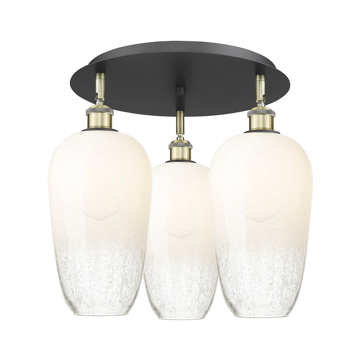 Innovations Brookhaven Flute 18.75in 3-Light Semi-Flush | Industrial Black Antique Brass and Opal Glass | Kitchen | Model 516-3C-BAB-G484-7OP