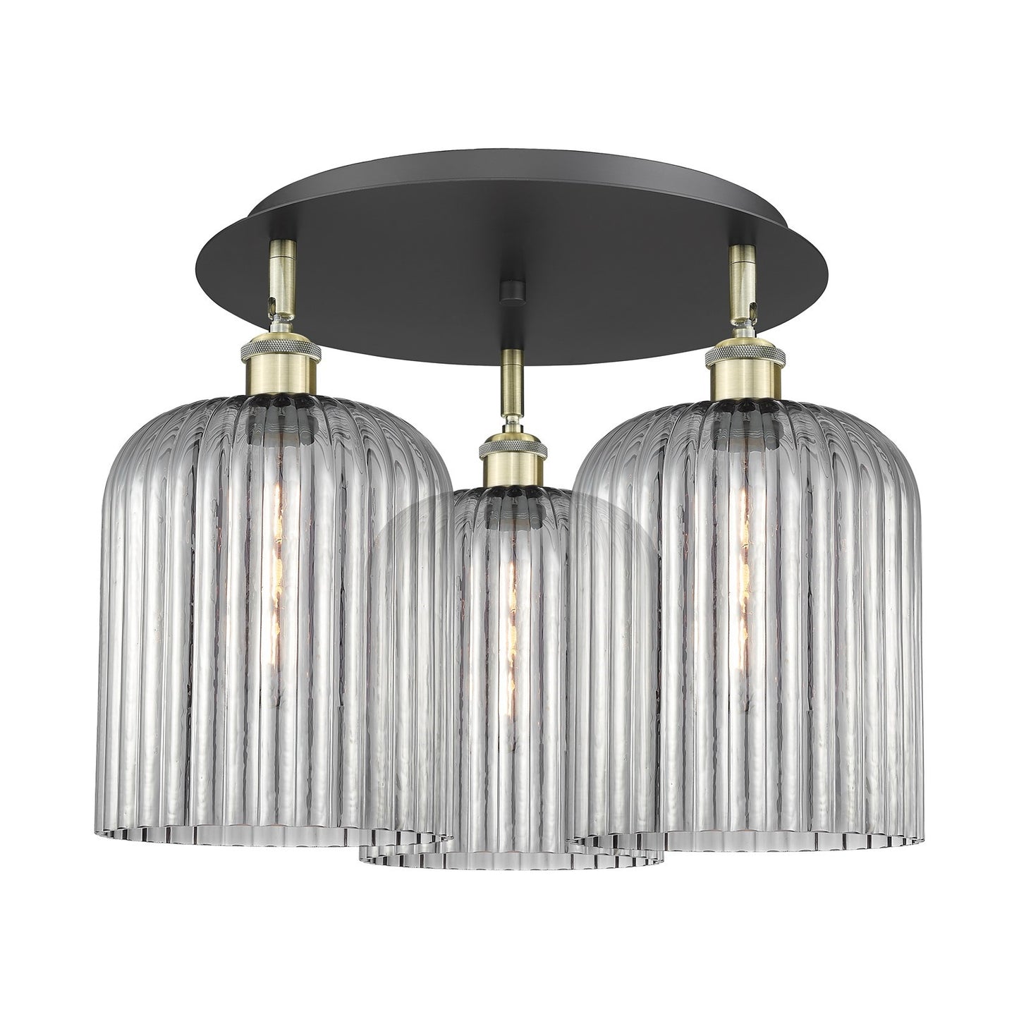 Innovations Bridal Veil 17in 3-Light Semi-Flush | Art Nouveau Black Antique Brass and Light Smoke Glass | Dining Room | Model 516-3C-BAB-G559-8SM