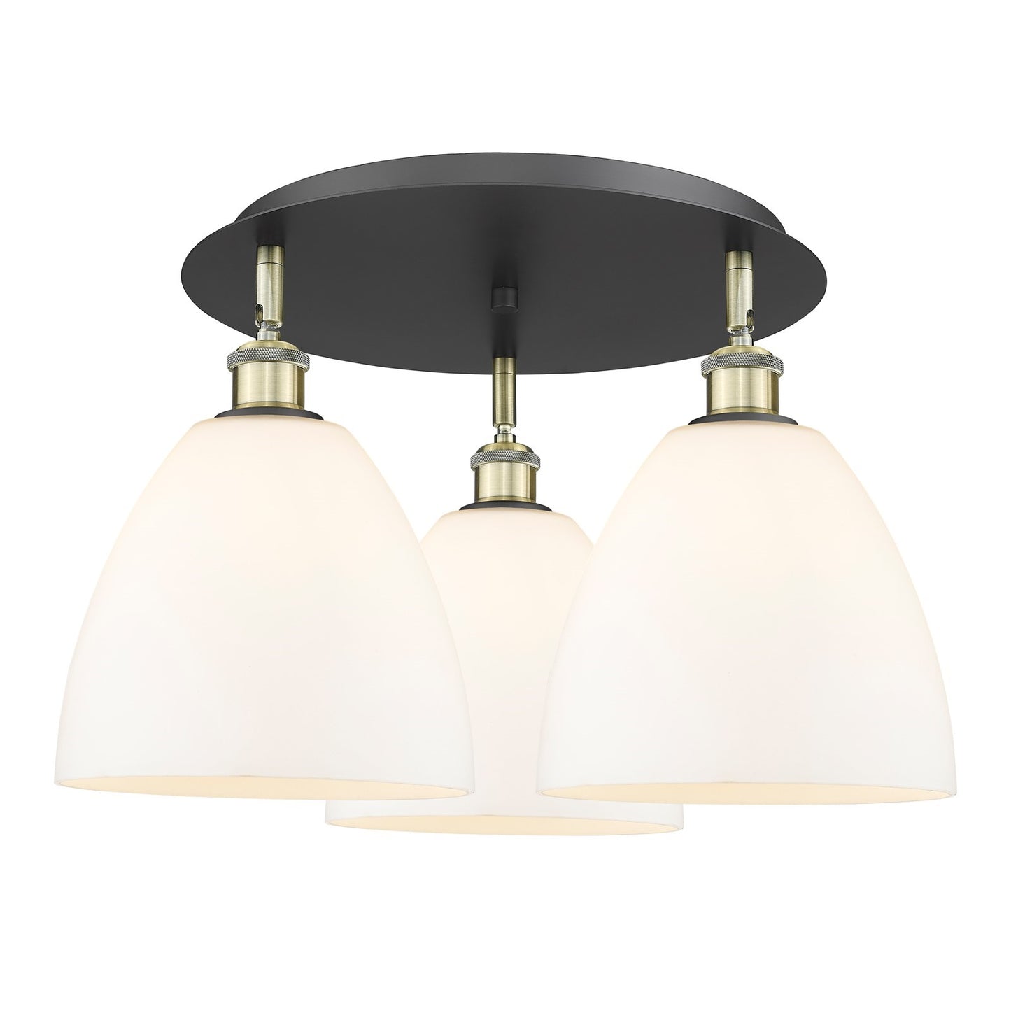 Innovations Bristol 20.75in 3-Light Semi-Flush | Industrial Black Antique Brass and Matte White Glass | Kitchen & Dining | Model 516-3C-BAB-GBD-91