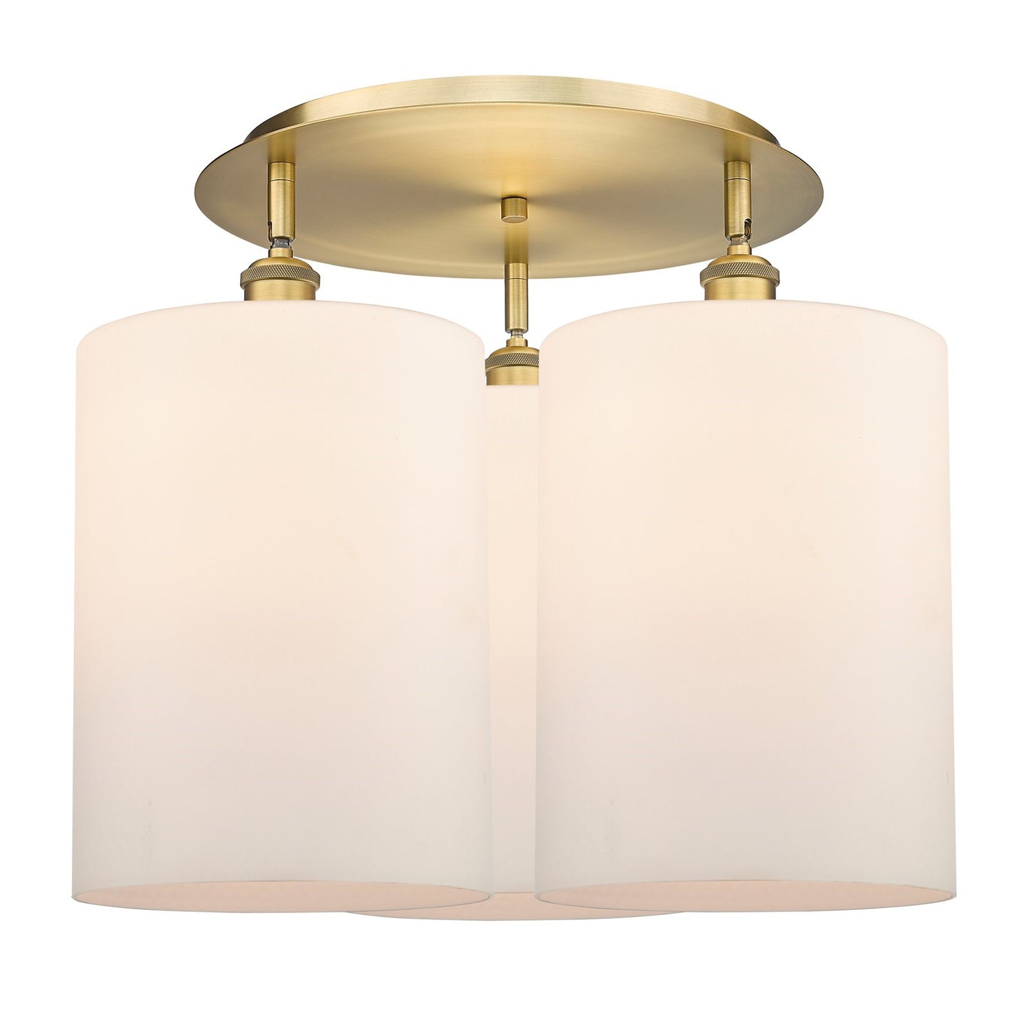 Innovations Cobbleskill 20.75in 3-Light Semi-Flush | Industrial Brushed Brass and Matte White Glass | Kitchen & Dining Room | Model 516-3C-BB-G111-L