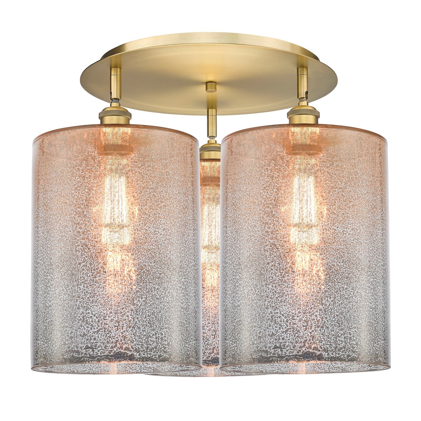 Innovations Cobbleskill 21in 3-Light Semi-Flush Mount | Industrial Brushed Brass and Mercury Glass | Kitchen & Dining Room | Model 516-3C-BB-G116-L