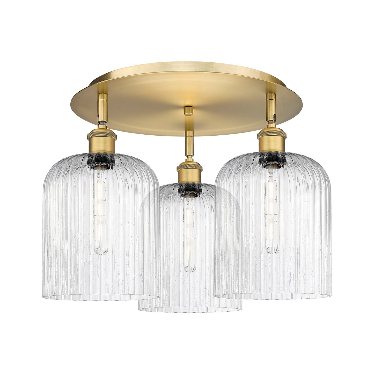Innovations Bridal Veil 17in 3-Light Semi-Flush Mount | Art Nouveau Brushed Brass and Seedy Glass | Kitchen & Dining Room | Model 516-3C-BB-G559-8SDY