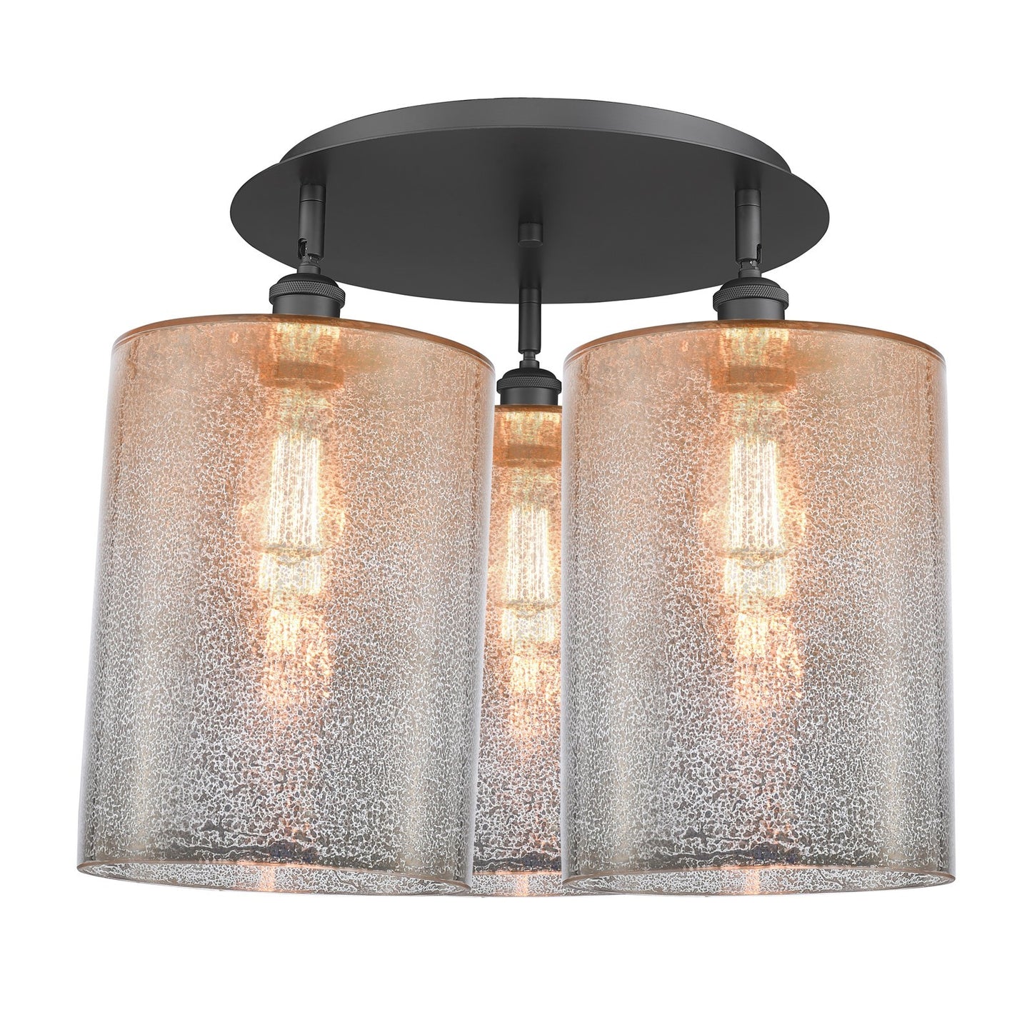 Innovations Cobbleskill 21in 3-Light Semi-Flush | Industrial Matte Black and Mercury Glass | Kitchen & Hallway | Model 516-3C-BK-G116-L