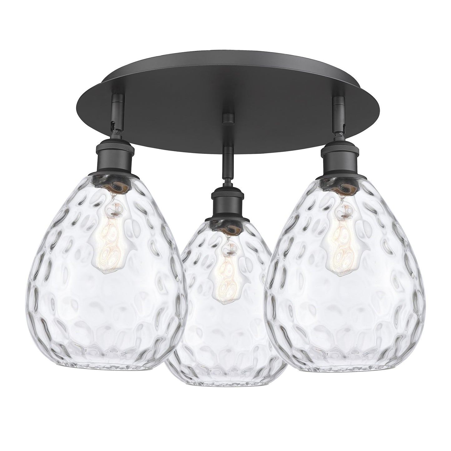 Innovations Waverly 20in 3-Light Semi-Flush | Industrial Matte Black and Clear Glass | Kitchen & Hallway | Model 516-3C-BK-G372