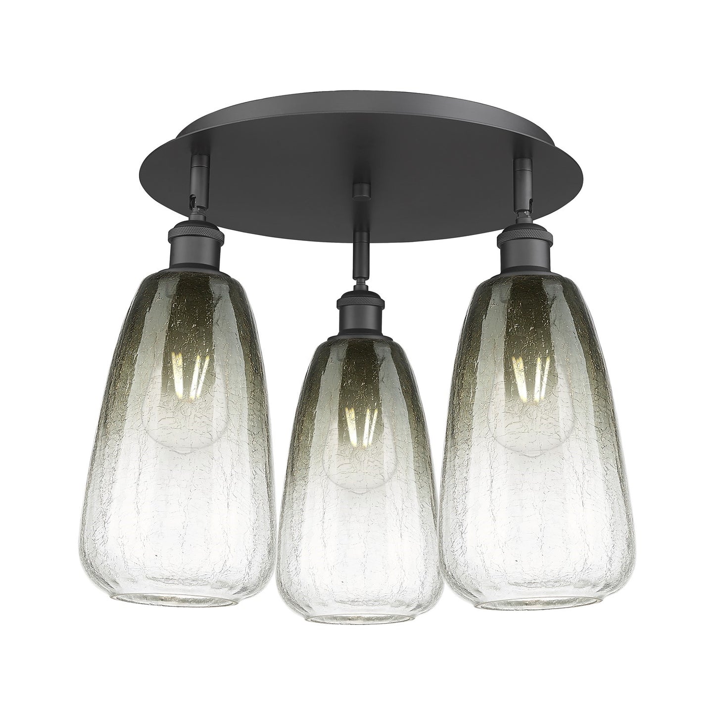 Innovations Brookhaven Almond 17.75in 3-Light Semi-Flush | Industrial Matte Black and Slate Glass | Kitchen & Dining Room | Model 516-3C-BK-G480-6SL