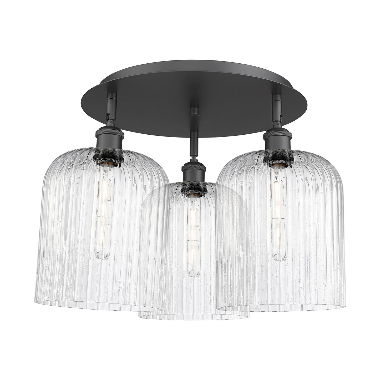 Innovations Bridal Veil 17in 3-Light Semi-Flush | Art Nouveau Matte Black and Seedy Glass | Kitchen & Dining Room | Model 516-3C-BK-G559-8SDY