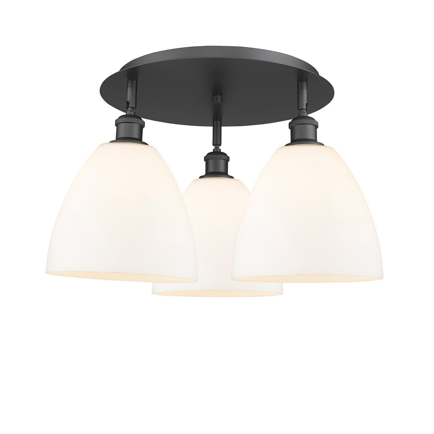 Innovations Bristol 21in 3-Light Semi-Flush | Industrial Matte Black and Matte White Glass | Kitchen & Dining Room | Model 516-3C-BK-GBD-91