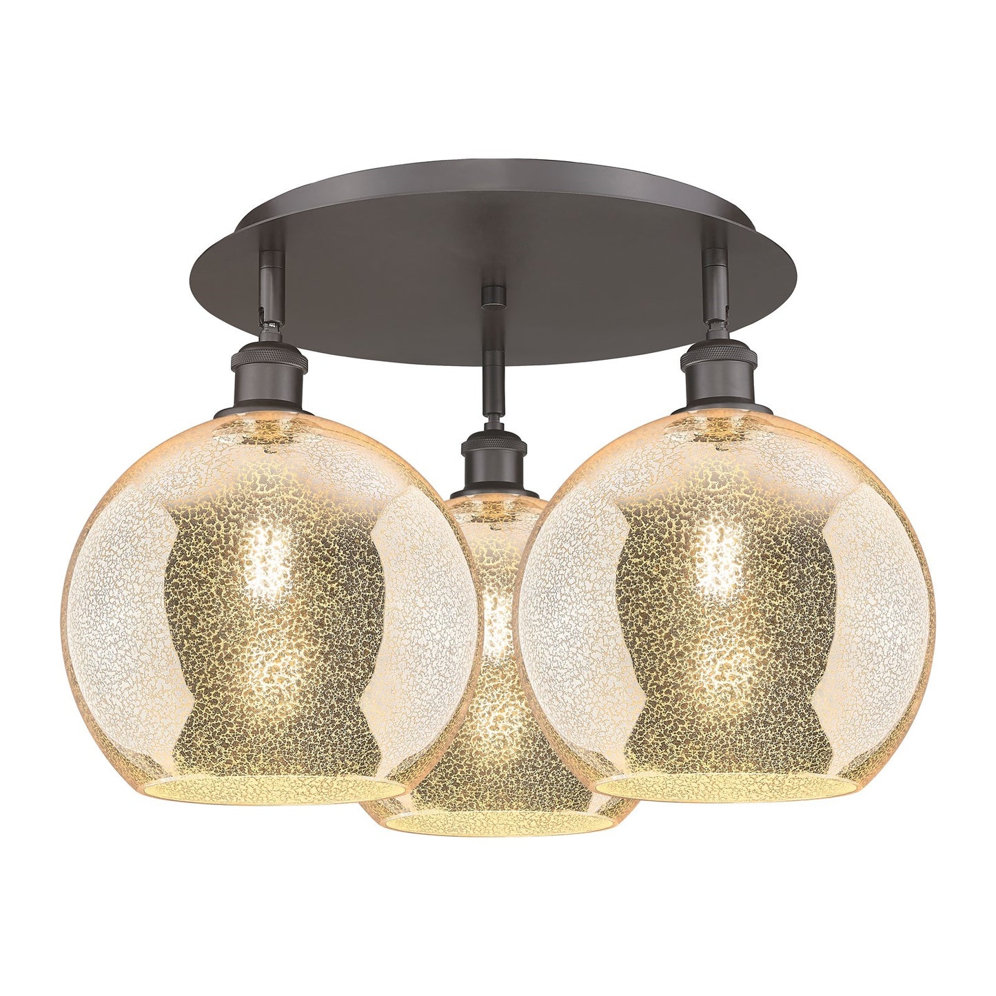 Innovations Athens 22in 3-Light Semi-Flush Mount | Industrial Oil Rubbed Bronze and Mercury Glass | Kitchen & Dining Room | Model 516-3C-OB-G128-10
