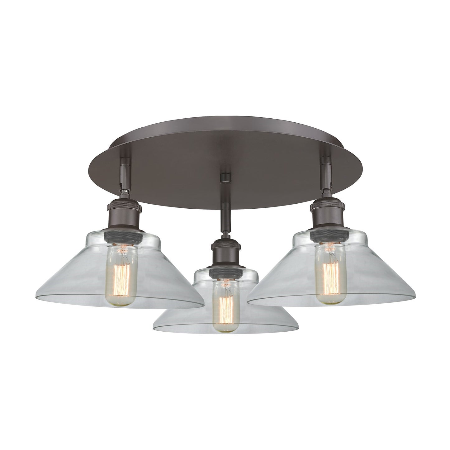 Innovations Orwell 20in 3-Light Semi-Flush | Industrial Oil Rubbed Bronze and Clear Glass | Kitchen & Dining Room | Model 516-3C-OB-G132