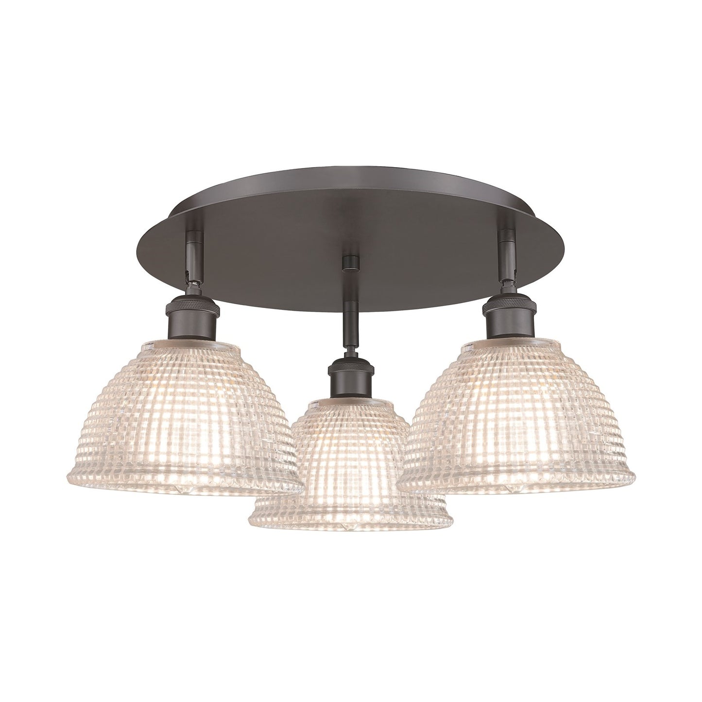 Innovations Arietta 20in 3-Light Semi-Flush Mount | Industrial Oil Rubbed Bronze and Clear Glass | Kitchen & Hallway | Model 516-3C-OB-G422