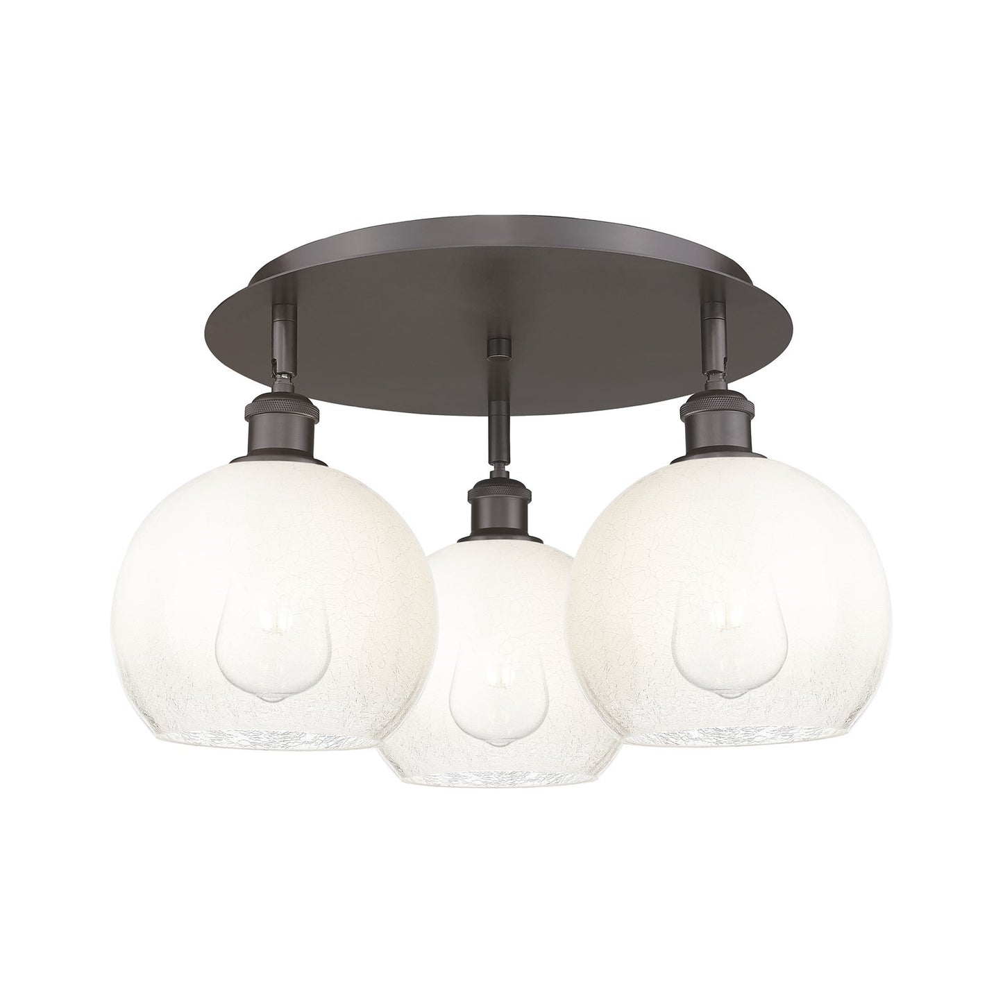 Innovations Brookhaven Globe 20in 3-Light Semi-Flush | Industrial Oil Rubbed Bronze and Opal Glass | Kitchen & Hallway | Model 516-3C-OB-G483-8OP