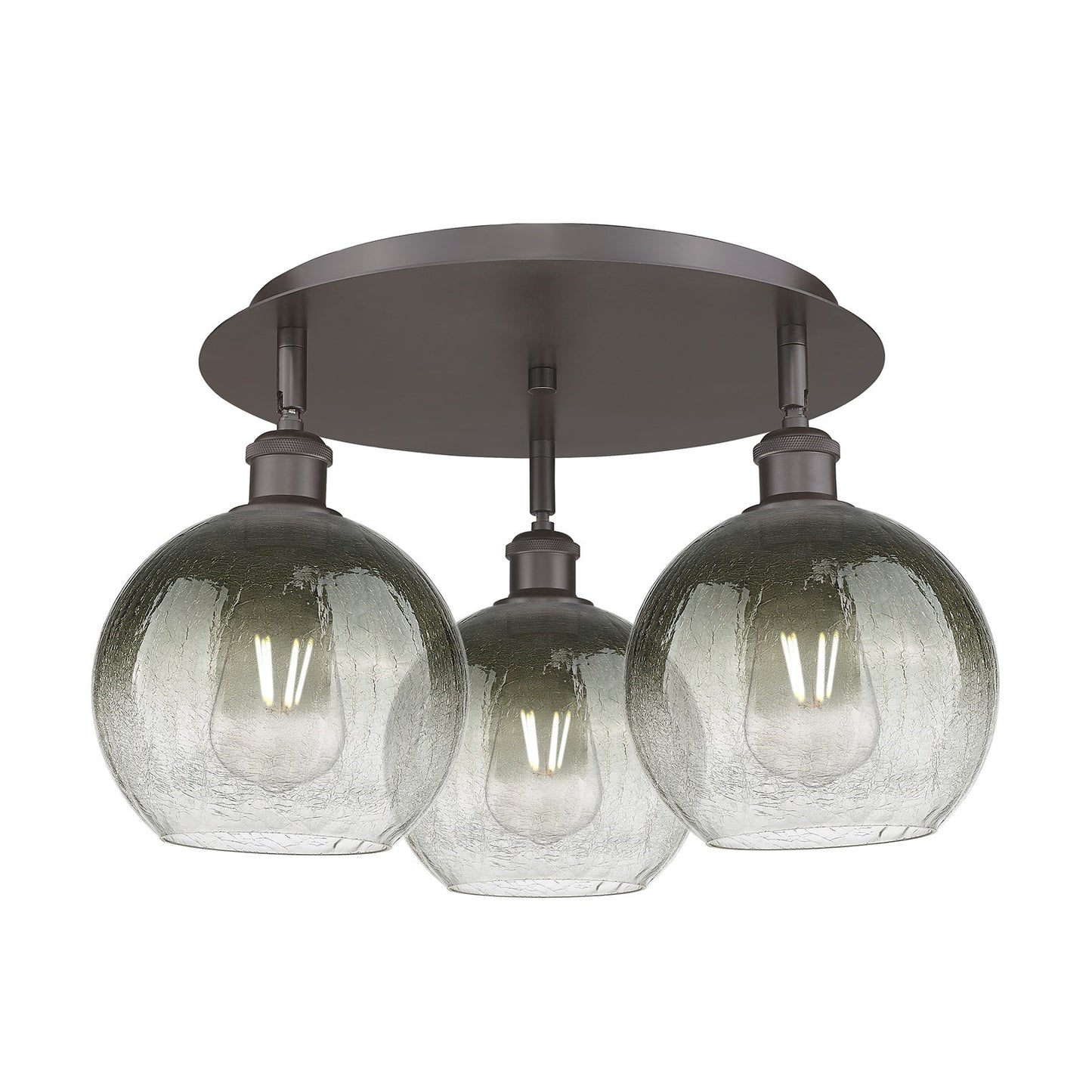 Innovations Brookhaven Globe 20in 3-Light Semi-Flush | Industrial Oil Rubbed Bronze and Slate Glass | Kitchen & Hallway | Model 516-3C-OB-G483-8SL