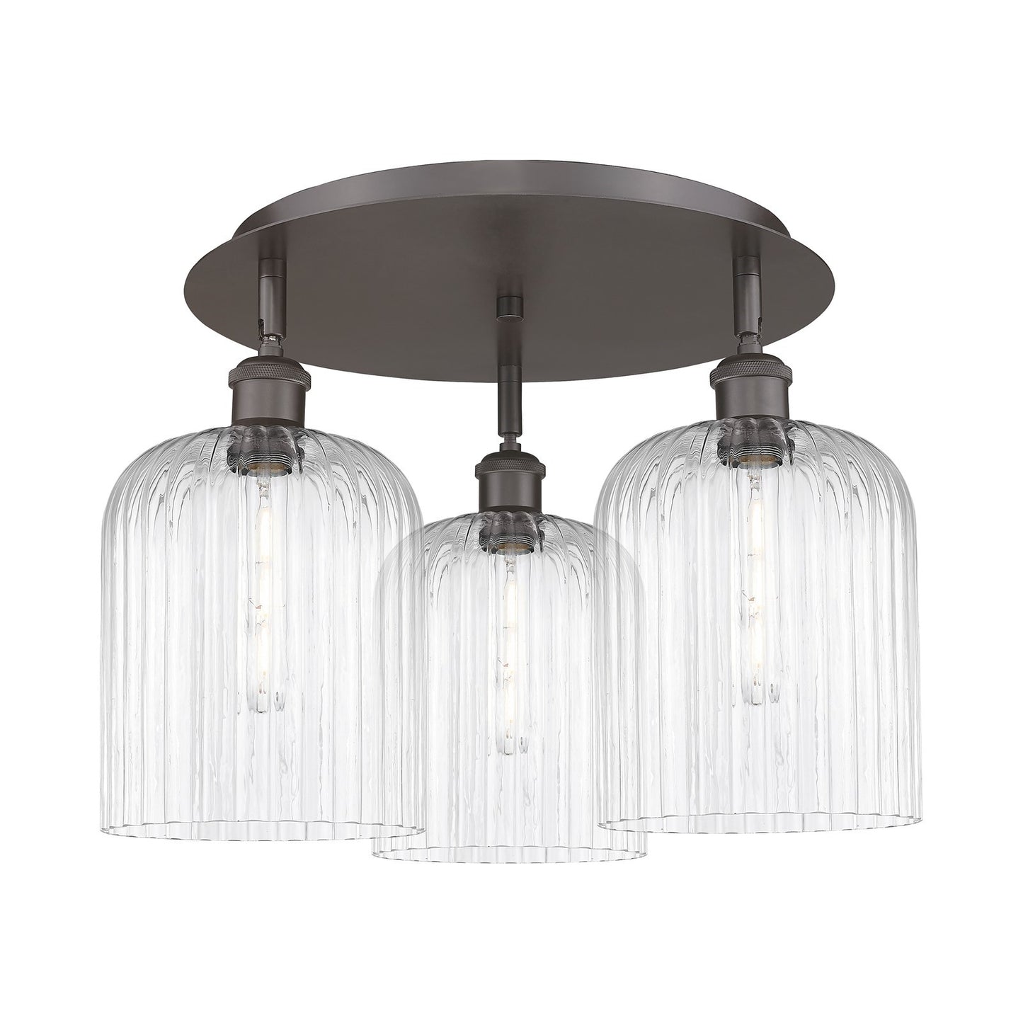 Innovations Bridal Veil 17in 3-Light Semi-Flush | Art Nouveau Oil Rubbed Bronze and Clear Glass | Kitchen & Dining Room | Model 516-3C-OB-G559-8CL