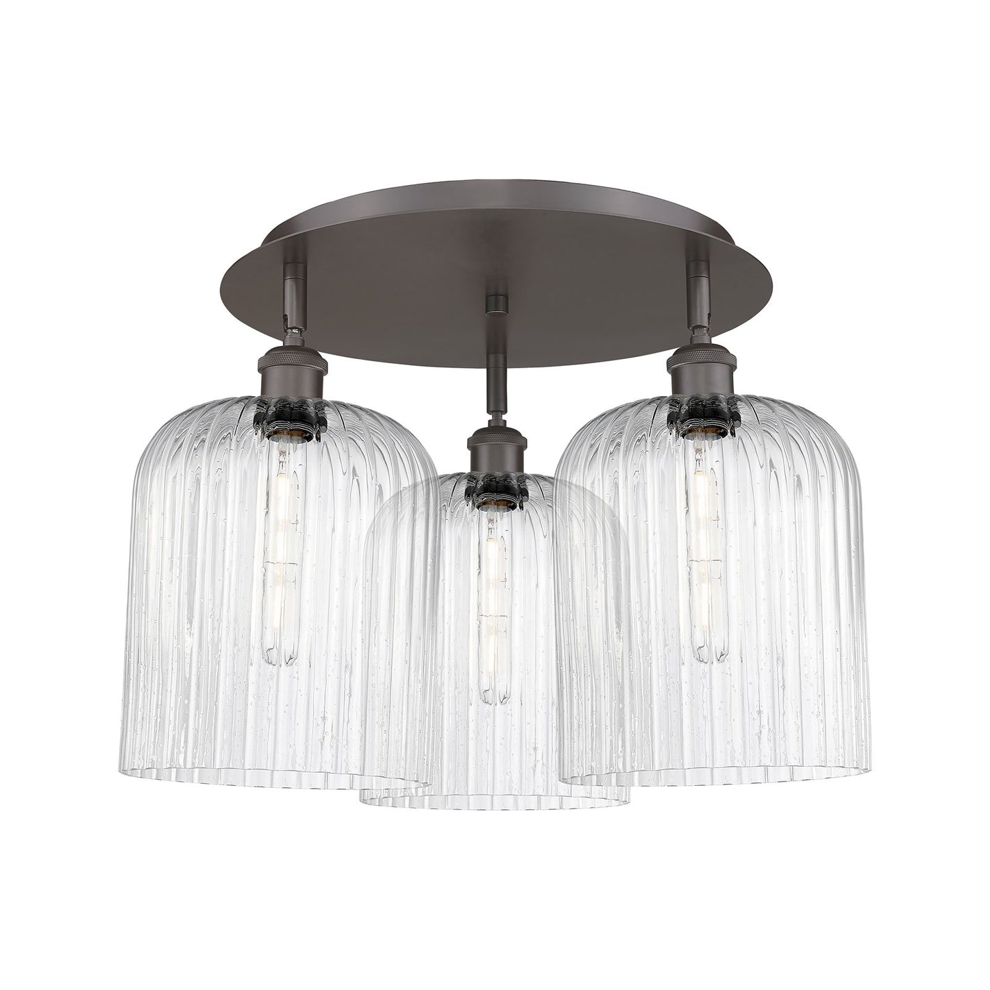 Innovations Bridal Veil 17in 3-Light Semi-Flush Mount | Art Nouveau Oil Rubbed Bronze and Seedy Glass | Bedroom & Hallway | Model 516-3C-OB-G559-8SDY