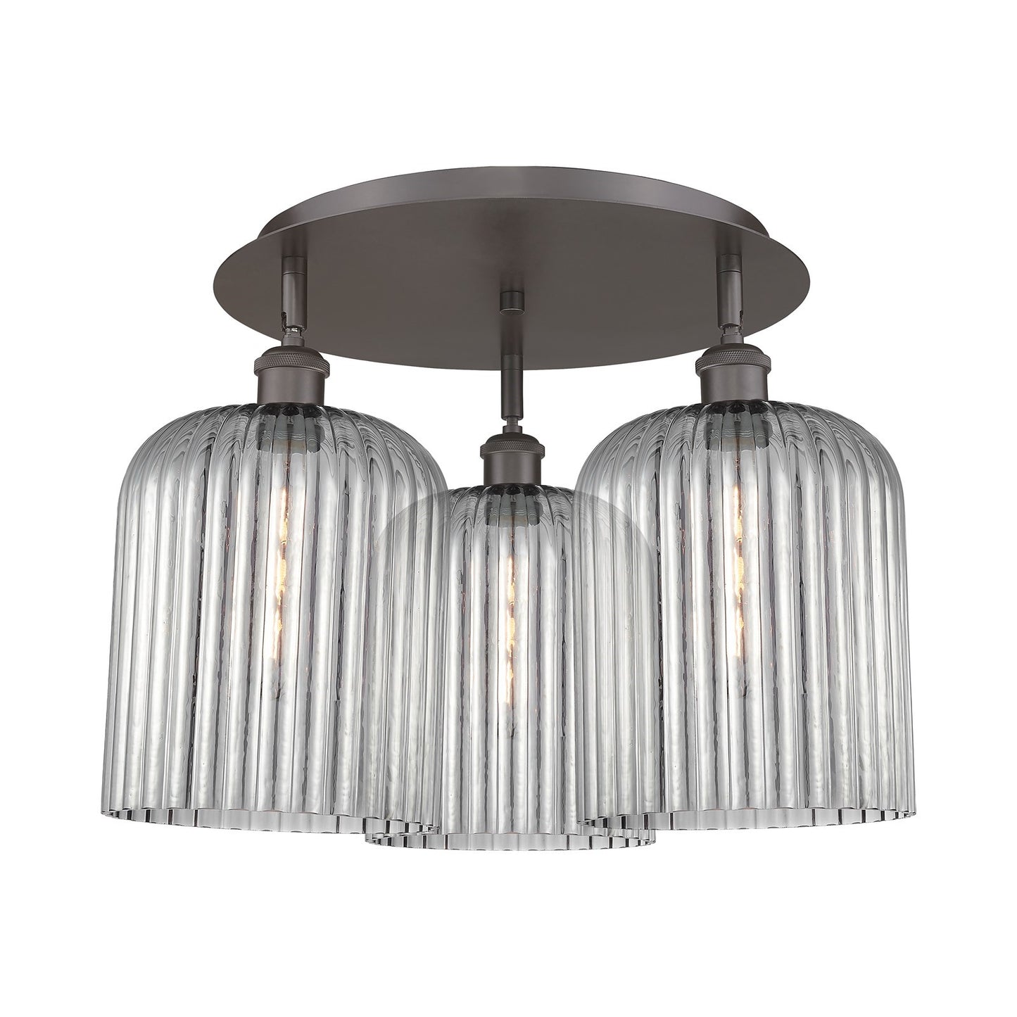 Innovations Bridal Veil 17in 3-Light Semi-Flush Mount | Art Nouveau Oil Rubbed Bronze and Light Smoke Glass | Bedroom | Model 516-3C-OB-G559-8SM