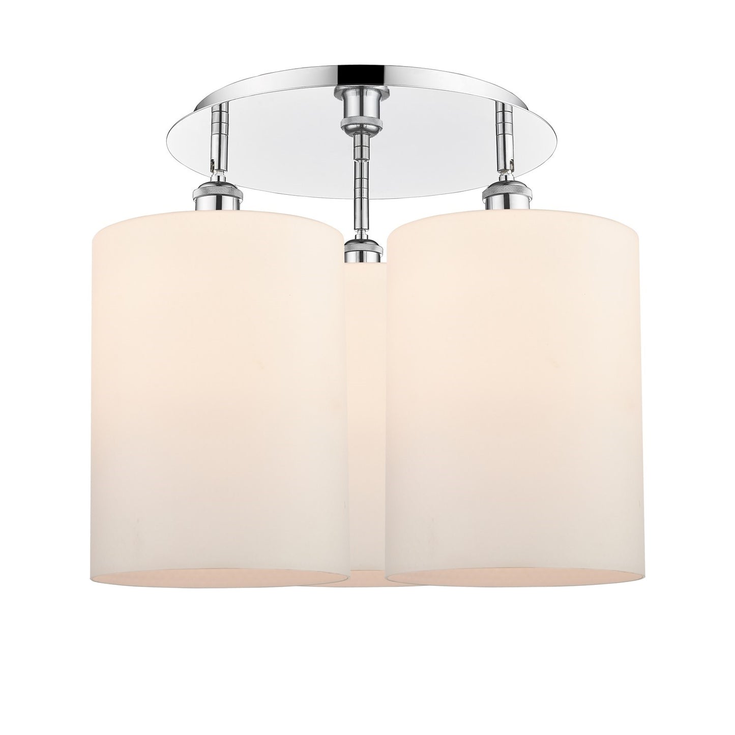 Innovations Cobbleskill 21in 3-Light Semi-Flush Mount | Modern Polished Chrome and Matte White Glass | Kitchen & Dining Room | Model 516-3C-PC-G111-L