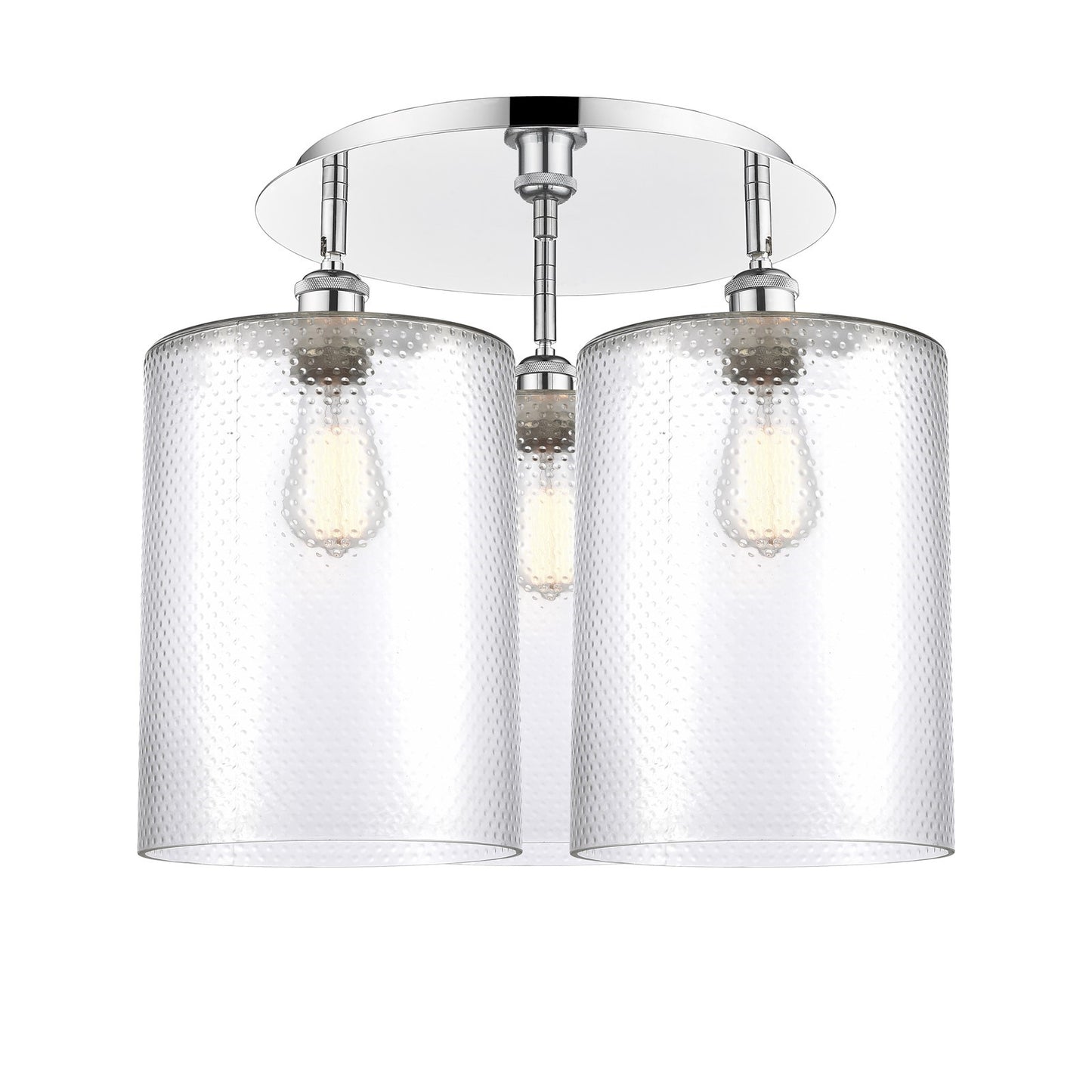 Innovations Cobbleskill 21in 3-Light Semi-Flush Mount | Industrial Polished Chrome and Clear Glass | Kitchen & Hallway | Model 516-3C-PC-G112-L