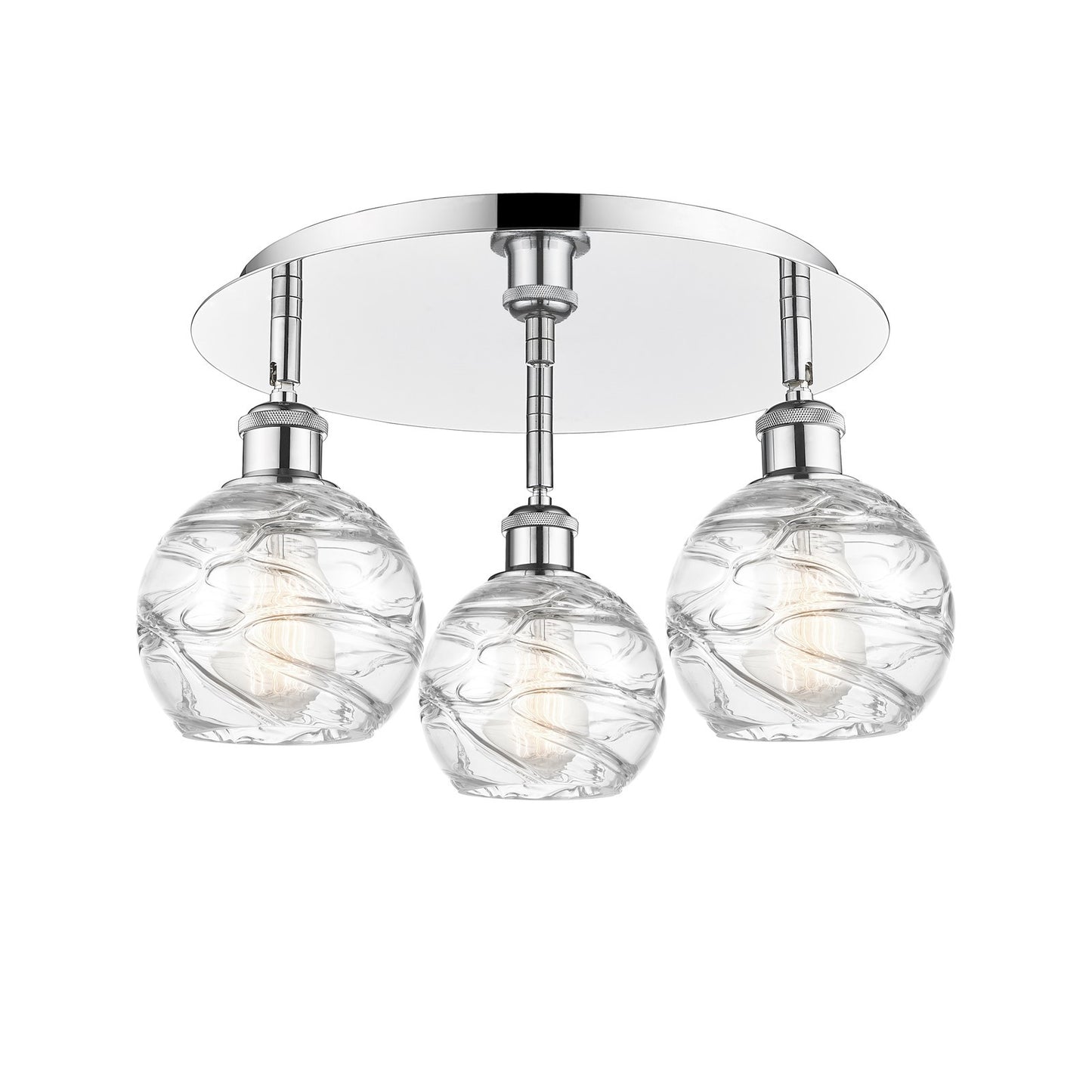 Innovations Athens Deco Swirl 17.625in 3-Light Semi-Flush | Industrial Polished Chrome and Clear Glass | Kitchen & Dining | Model 516-3C-PC-G1213-6CL