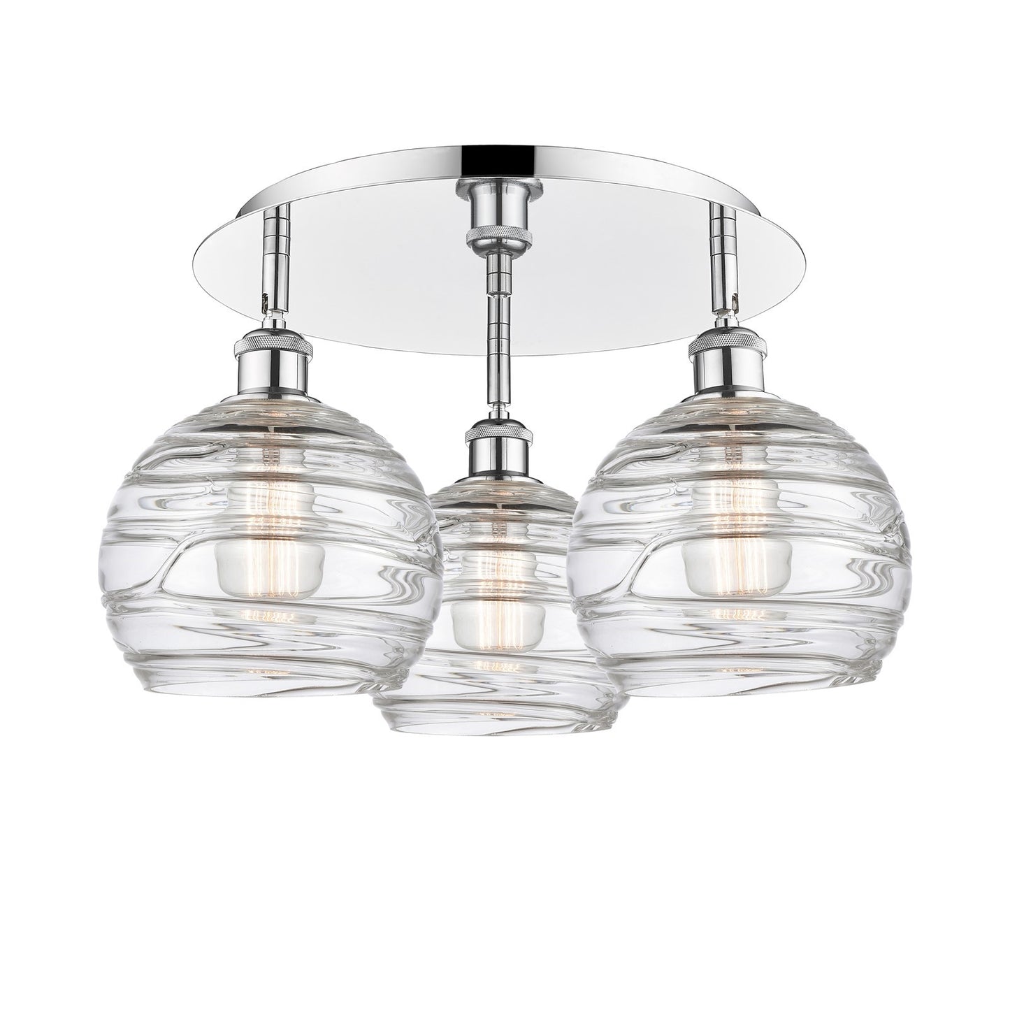 Innovations Athens Deco Swirl 19.75in 3-Light Semi-Flush | Industrial Polished Chrome and Clear Glass | Kitchen & Dining | Model 516-3C-PC-G1213-8CL