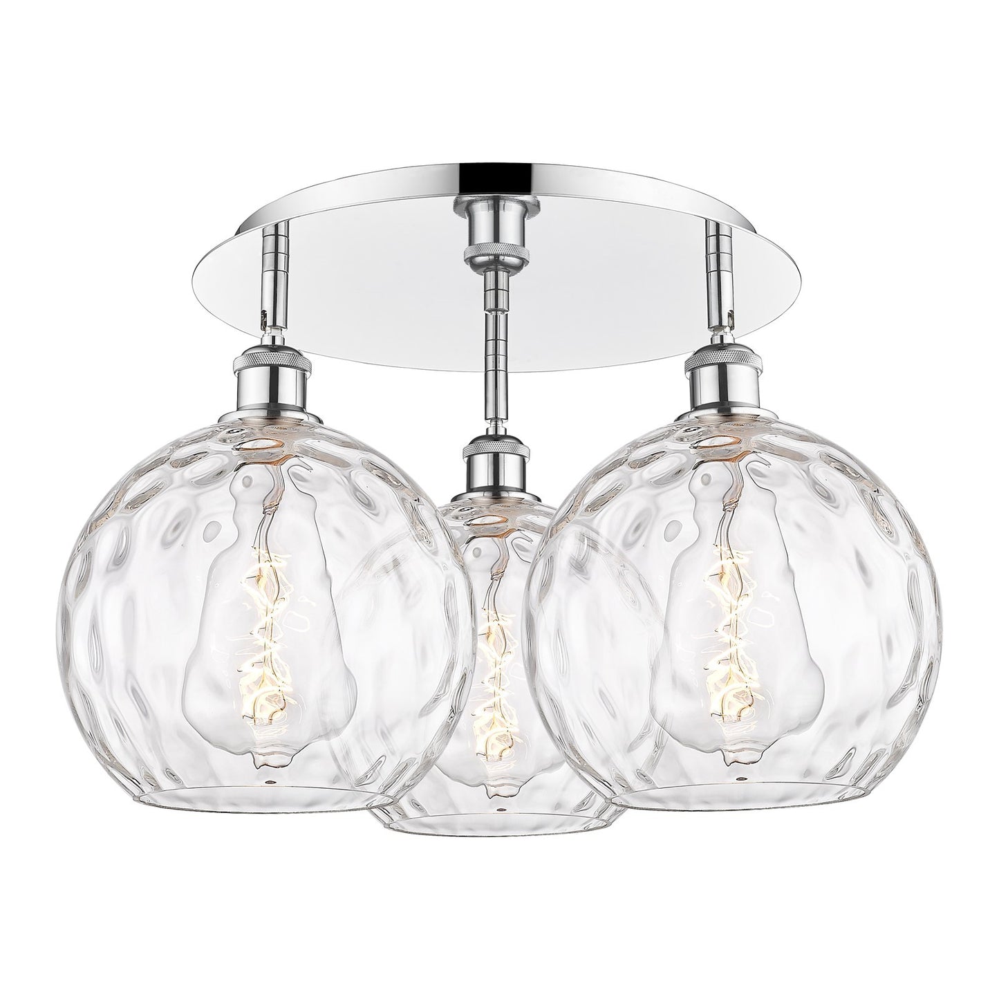 Innovations Athens Water Glass 21.75in 3-Light Semi-Flush | Industrial Polished Chrome and Clear Glass | Kitchen & Dining | Model 516-3C-PC-G1215-10