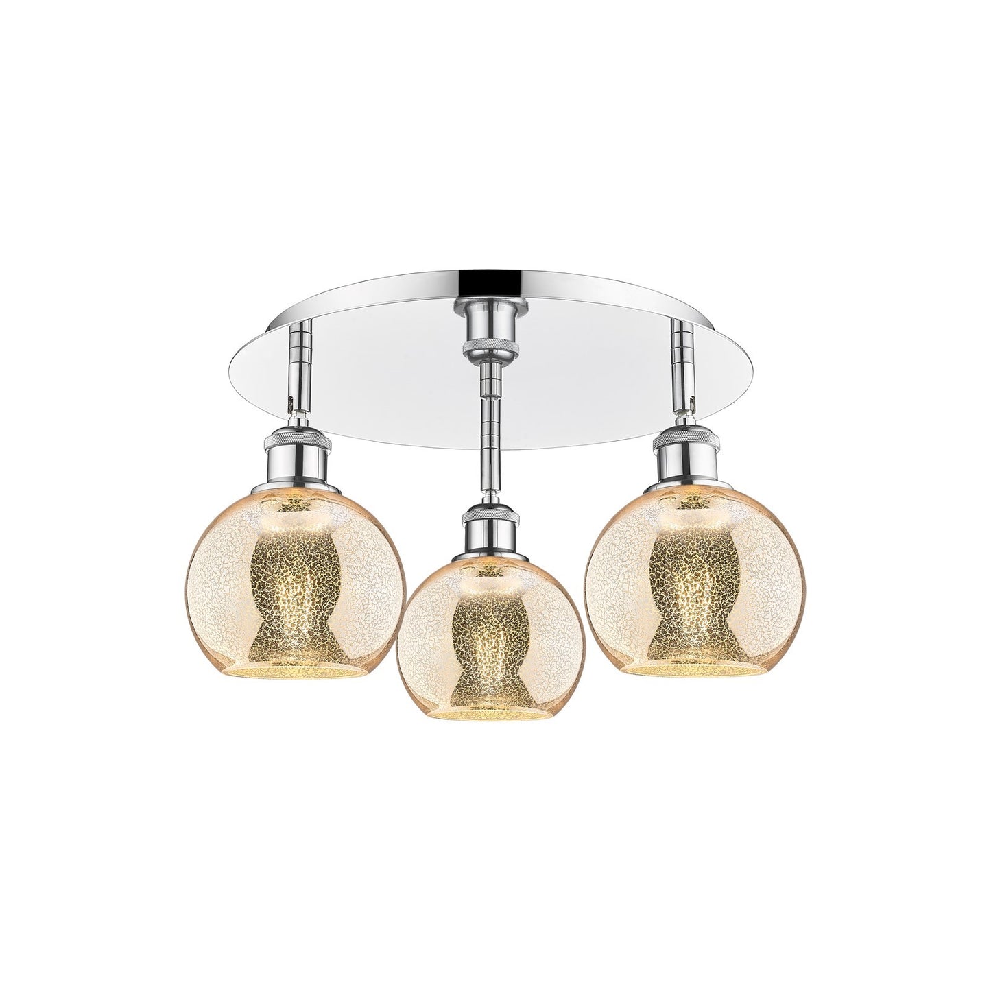 Innovations Athens 18in 3-Light Semi-Flush Mount | Industrial Polished Chrome and Mercury Glass | Damp-Rated Bathroom | Model 516-3C-PC-G128-6