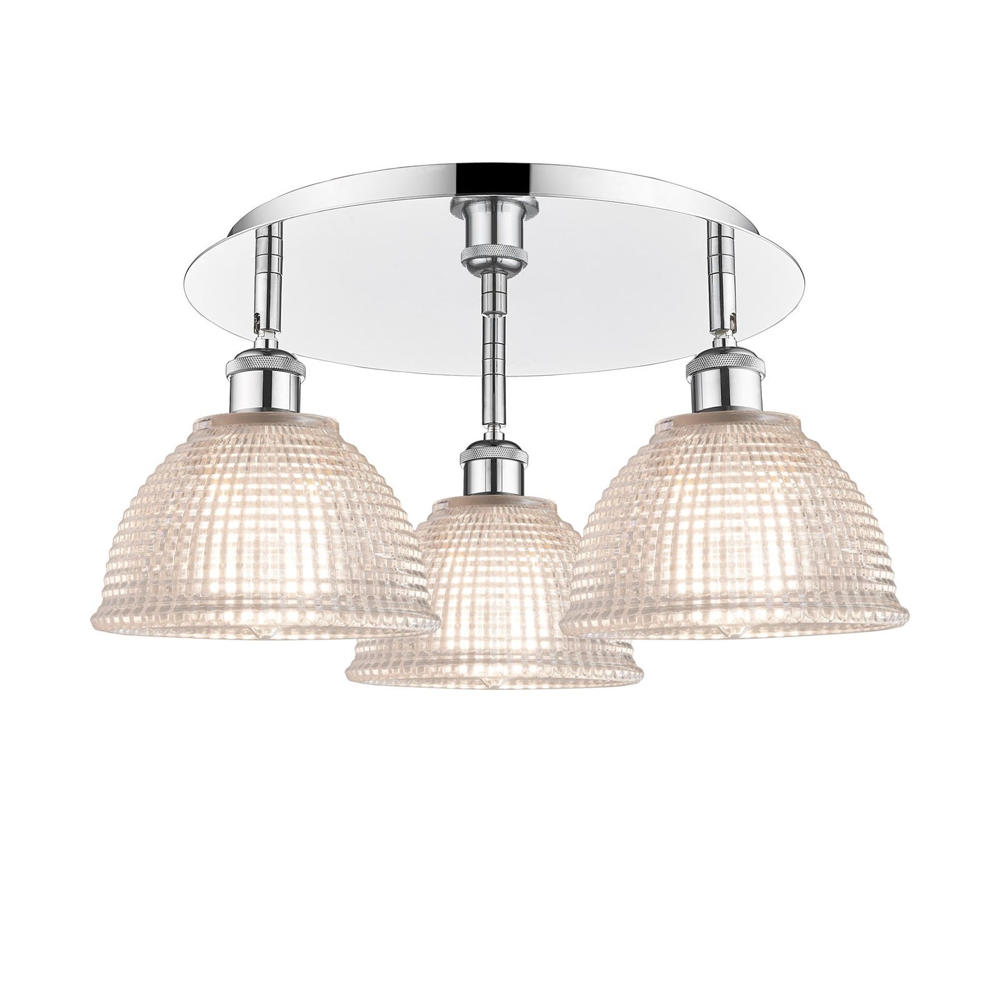 Innovations Arietta 20in 3-Light Semi-Flush | Industrial Polished Chrome and Clear Glass | Kitchen & Dining Room | Model 516-3C-PC-G422