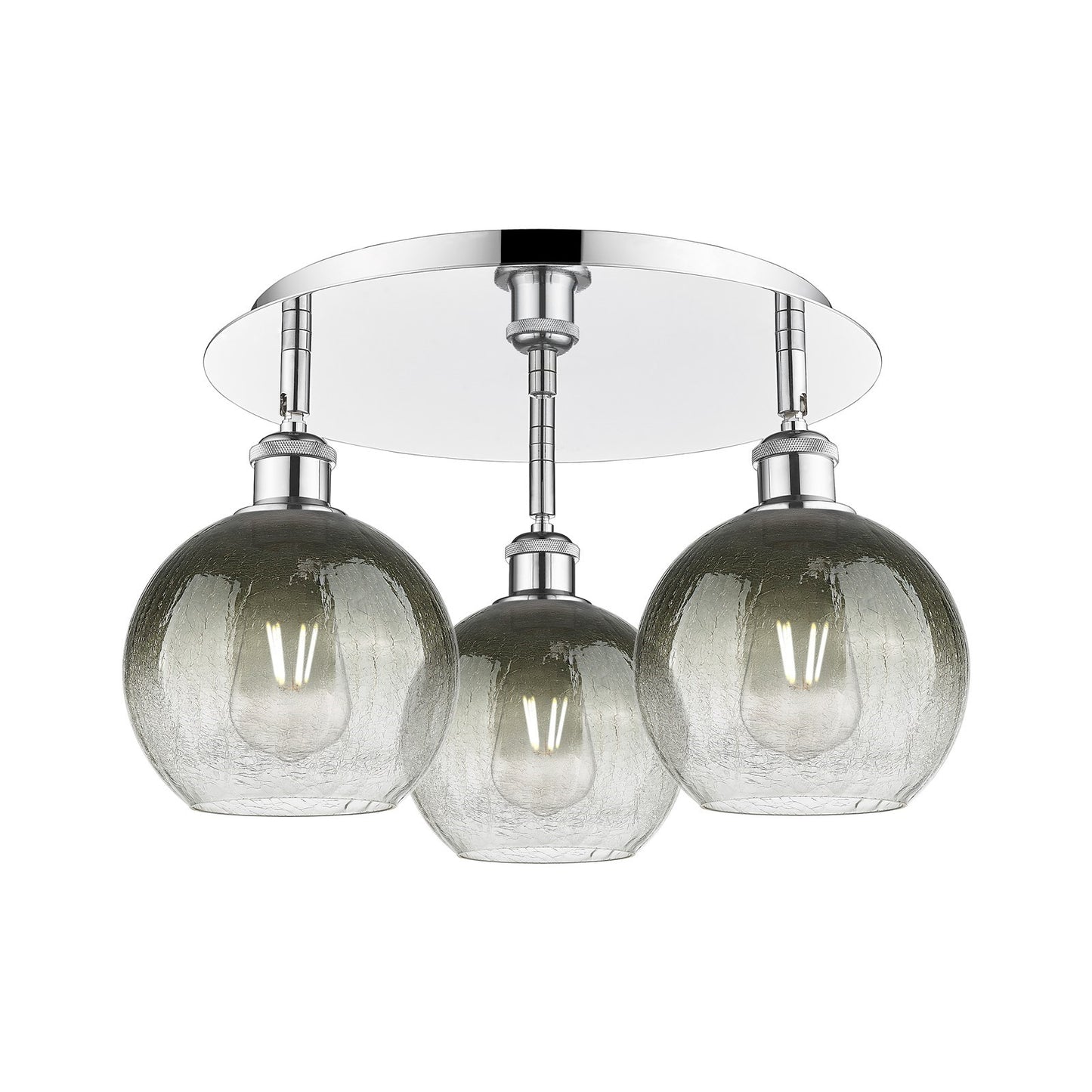 Innovations Brookhaven Globe 20in 3-Light Semi-Flush Mount | Industrial Polished Chrome and Slate Glass | Kitchen | Model 516-3C-PC-G483-8SL