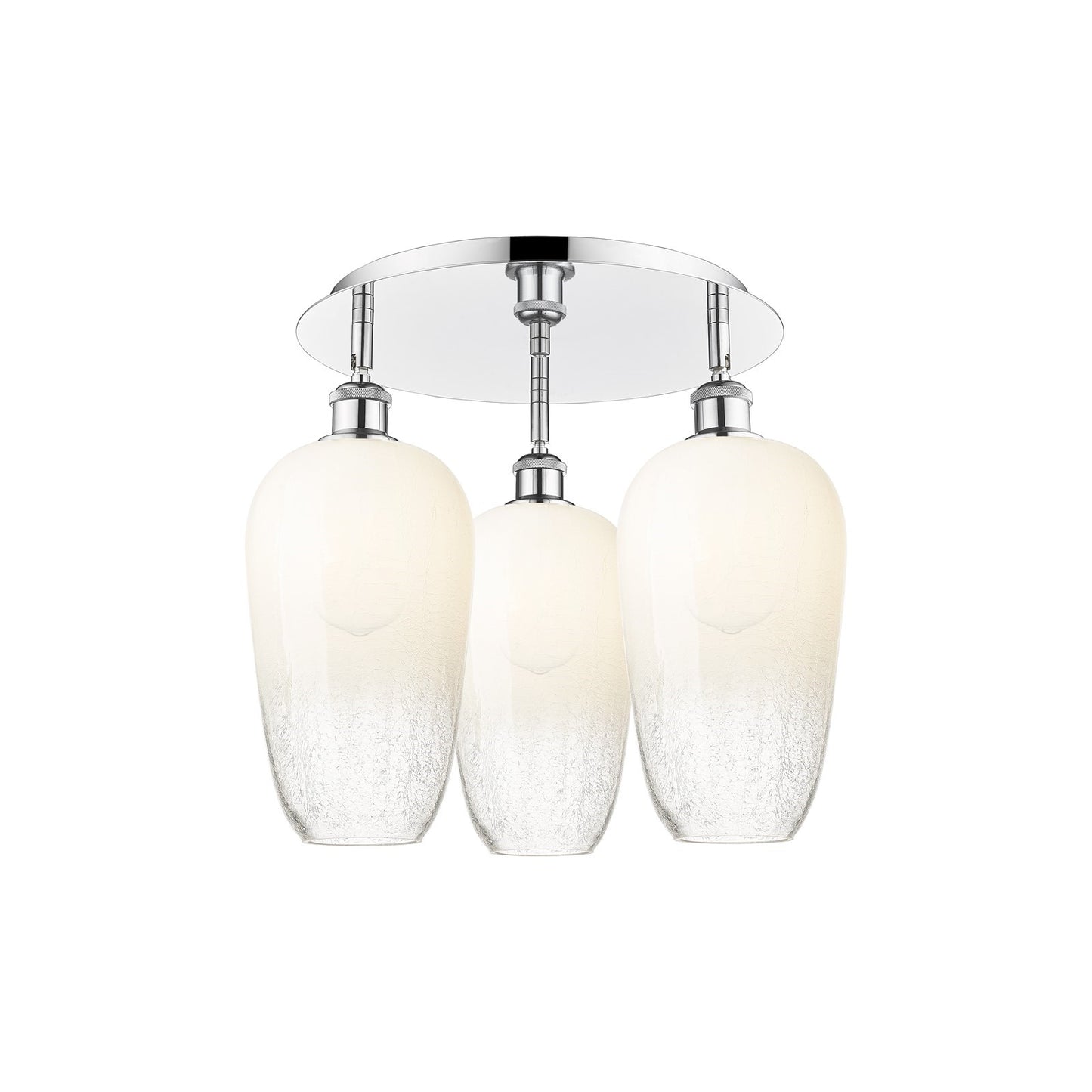 Innovations Brookhaven Flute 19in 3-Light Semi-Flush Mount | Industrial Polished Chrome and Opal Glass | Kitchen & Hallway | Model 516-3C-PC-G484-7OP