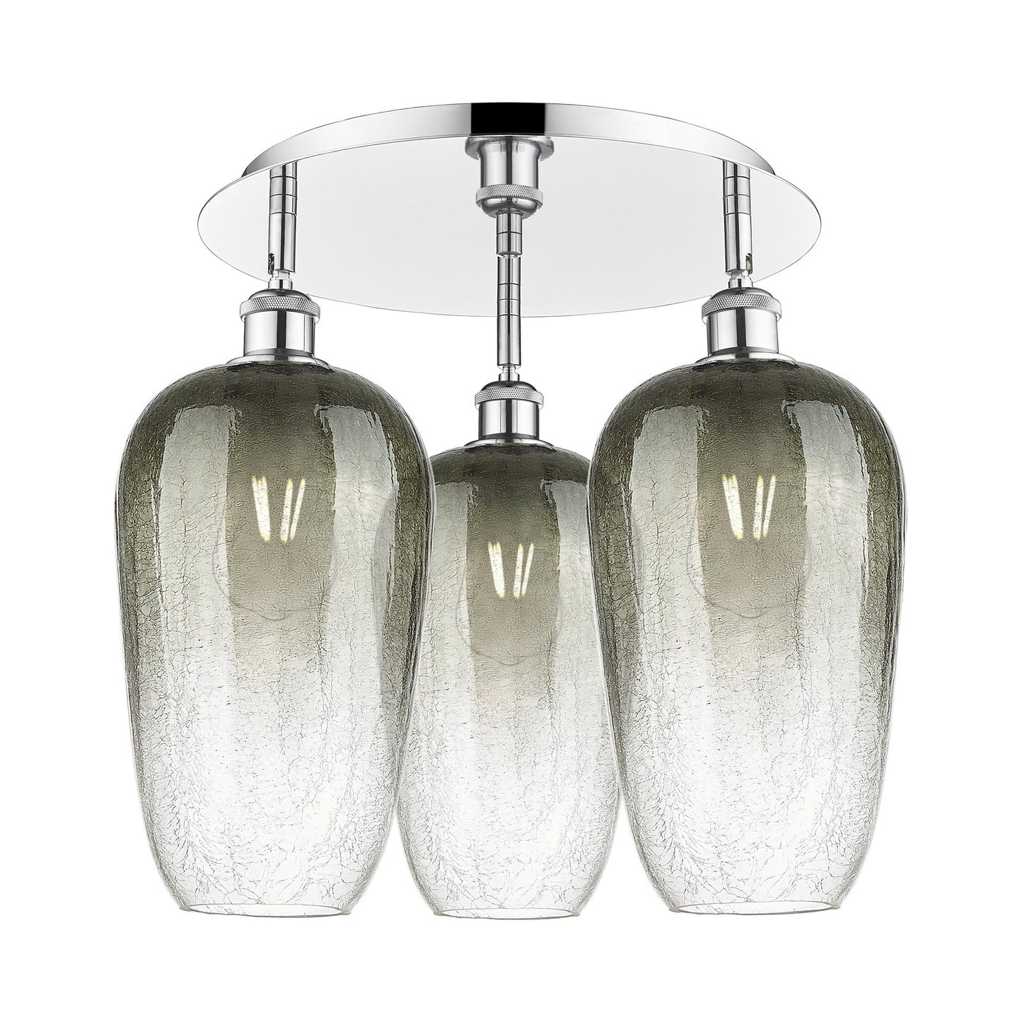Innovations Brookhaven Flute 19in 3-Light Semi-Flush | Industrial Polished Chrome and Slate Glass | Kitchen & Hallway | Model 516-3C-PC-G484-7SL