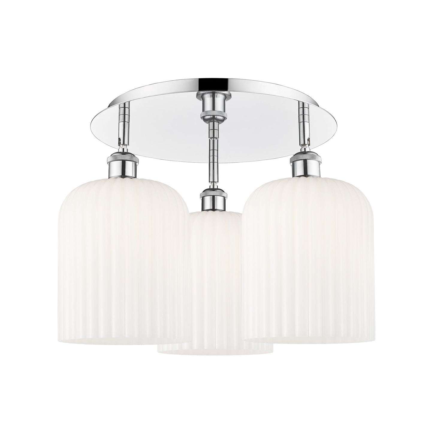 Innovations Bridal Veil 17in 3-Light Semi-Flush | Art Nouveau Polished Chrome and Gloss White Glass | Bedroom & Entryway | Model 516-3C-PC-G559-8GWH