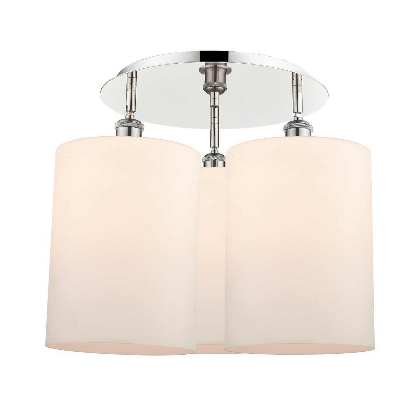 Innovations Cobbleskill 20.75in 3-Light Semi-Flush Mount | Polished Nickel and Matte White Glass | Entryway & Hallway | Model 516-3C-PN-G111-L