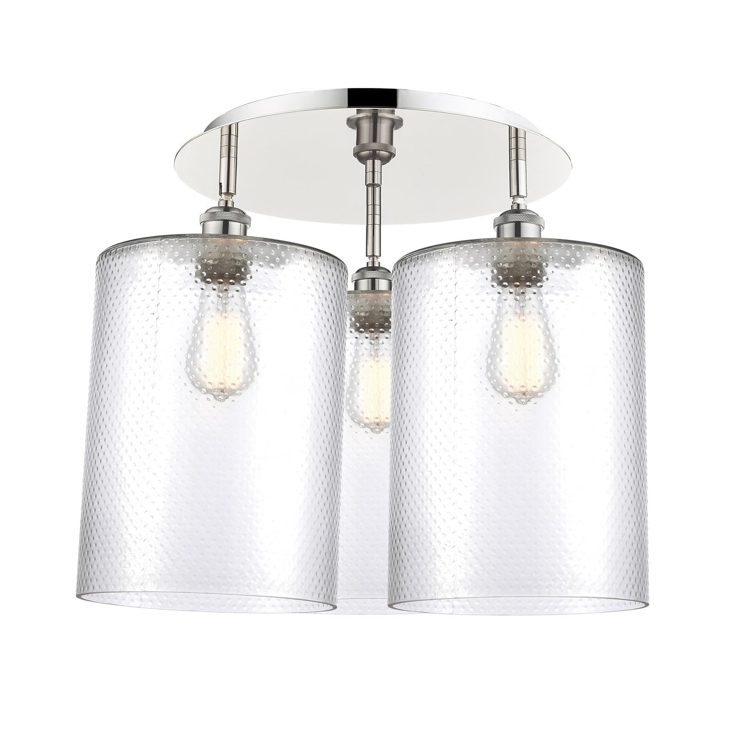 Innovations Cobbleskill 21in 3-Light Semi-Flush | Industrial Polished Nickel and Clear Glass | Kitchen & Dining Room | Model 516-3C-PN-G112-L