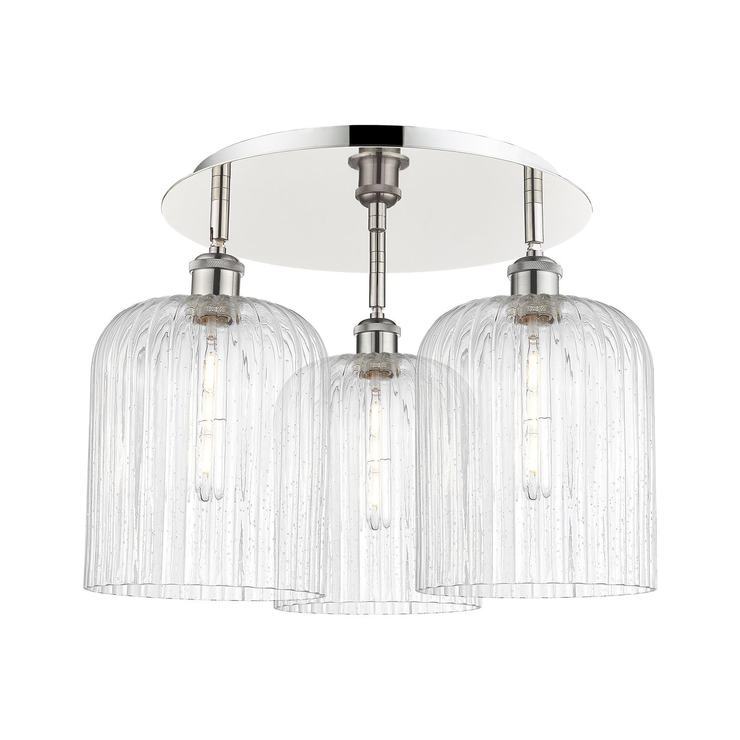 Innovations Bridal Veil 17in 3-Light Semi-Flush | Art Nouveau Polished Nickel and Seedy Glass | Kitchen & Dining Room | Model 516-3C-PN-G559-8SDY