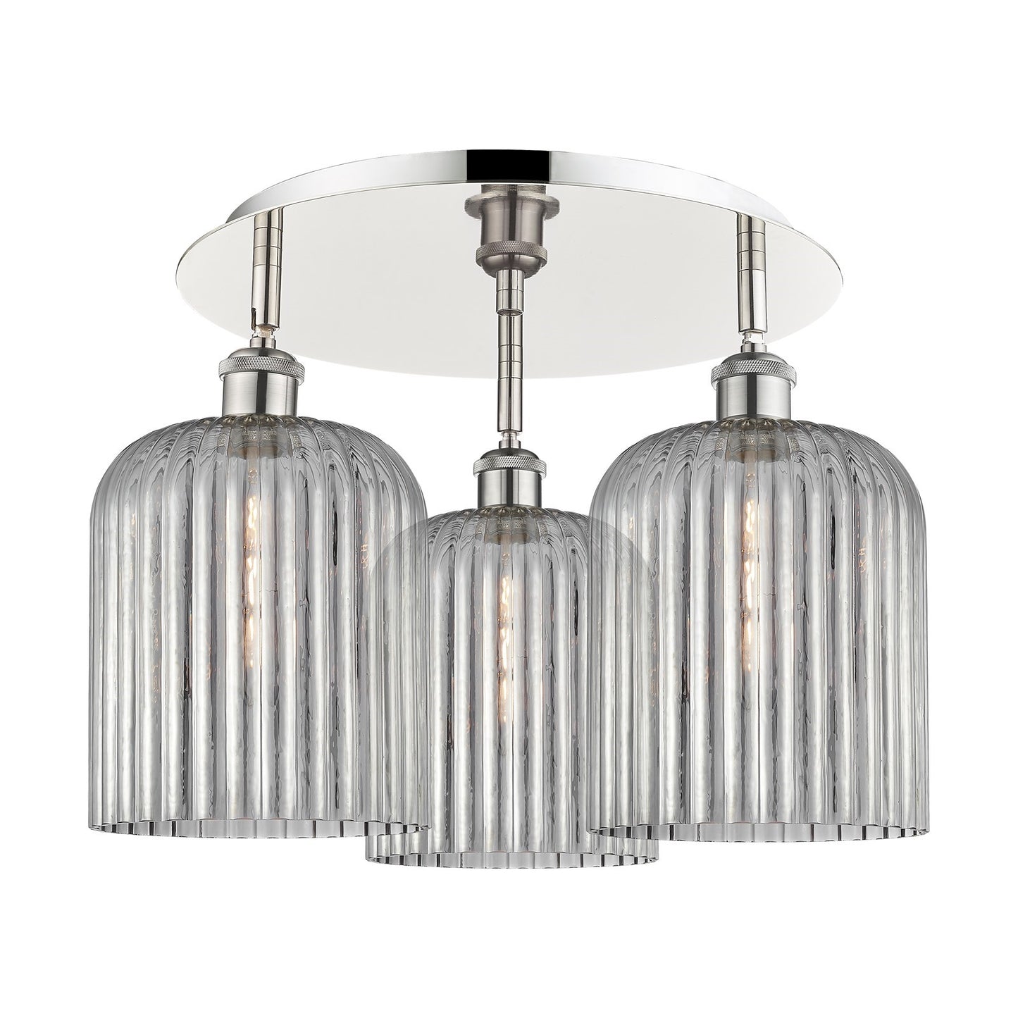 Innovations Bridal Veil 17in 3-Light Semi-Flush | Art Nouveau Polished Nickel and Light Smoke Glass | Kitchen & Dining | Model 516-3C-PN-G559-8SM