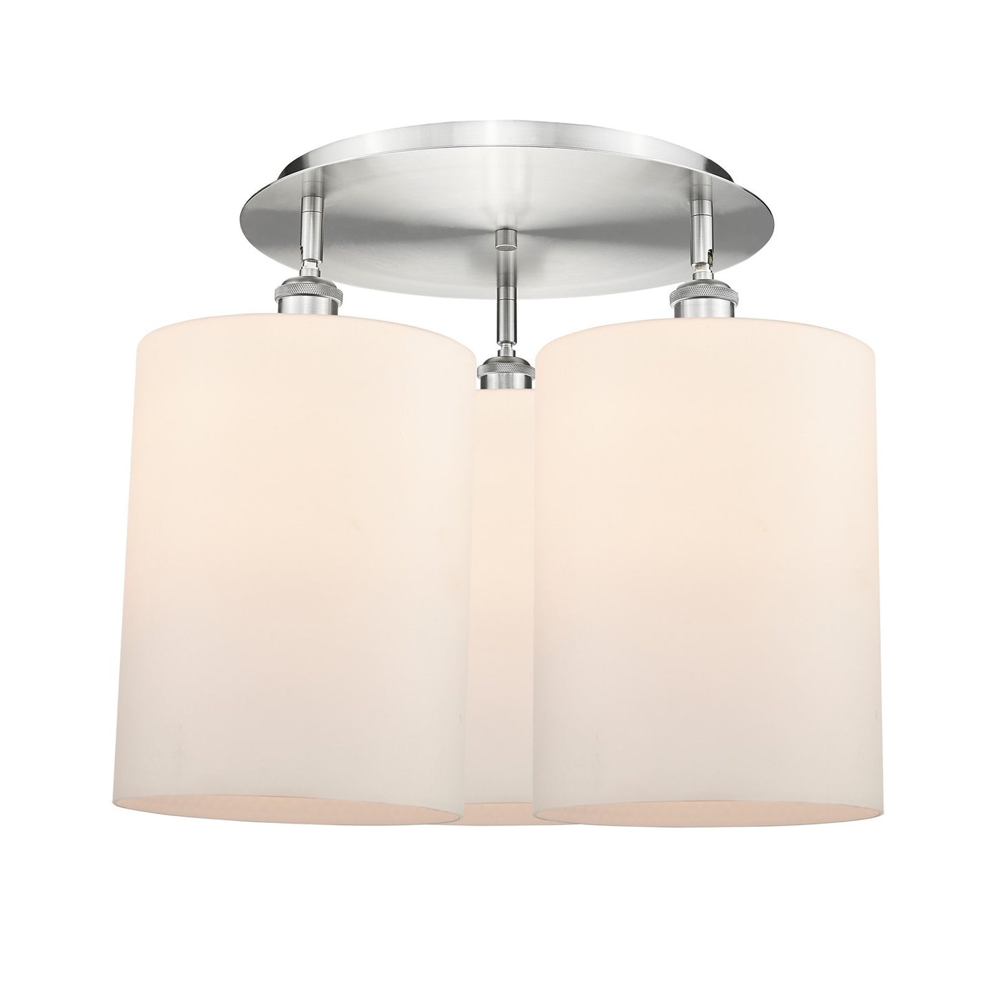 Innovations Cobbleskill 21in 3-Light Semi-Flush | Industrial Satin Nickel and Matte White Glass | Kitchen & Dining Room | Model 516-3C-SN-G111-L
