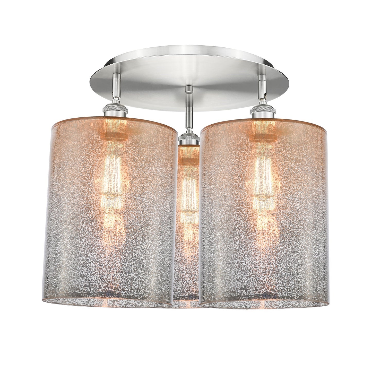 Innovations Cobbleskill 21in 3-Light Semi-Flush | Industrial Satin Nickel and Mercury Glass | Kitchen & Hallway | Model 516-3C-SN-G116-L