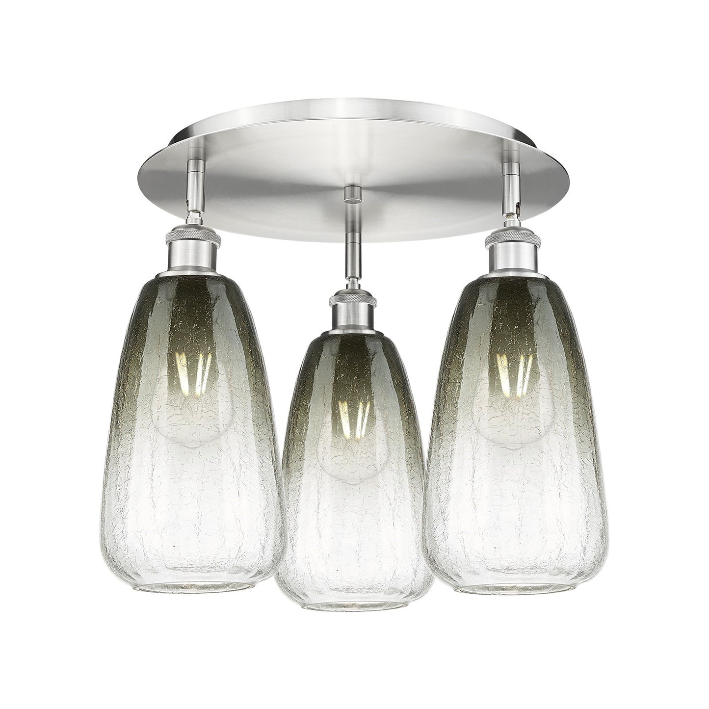 Innovations Brookhaven Almond 18in 3-Light Semi-Flush | Industrial Satin Nickel and Slate Glass | Kitchen & Hallway | Model 516-3C-SN-G480-6SL