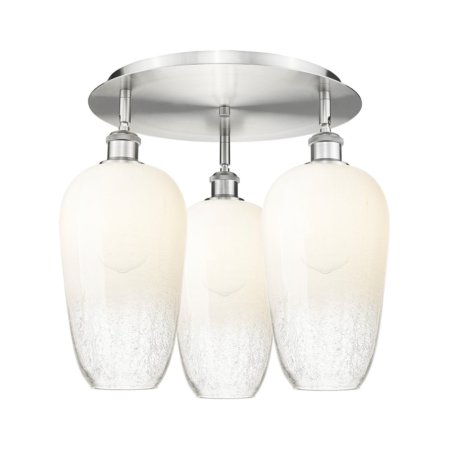 Innovations Brookhaven Flute 19in 3-Light Semi-Flush | Industrial Satin Nickel and Opal Glass | Kitchen & Dining Room | Model 516-3C-SN-G484-7OP