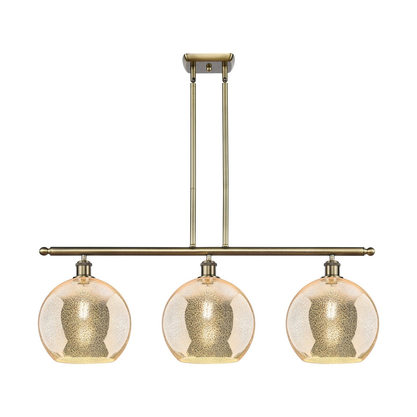 Innovations Athens 36in 3-Light Island | Industrial Antique Brass and Mercury Glass | Kitchen Island & Dining Room | Model 516-3I-AB-G128-10