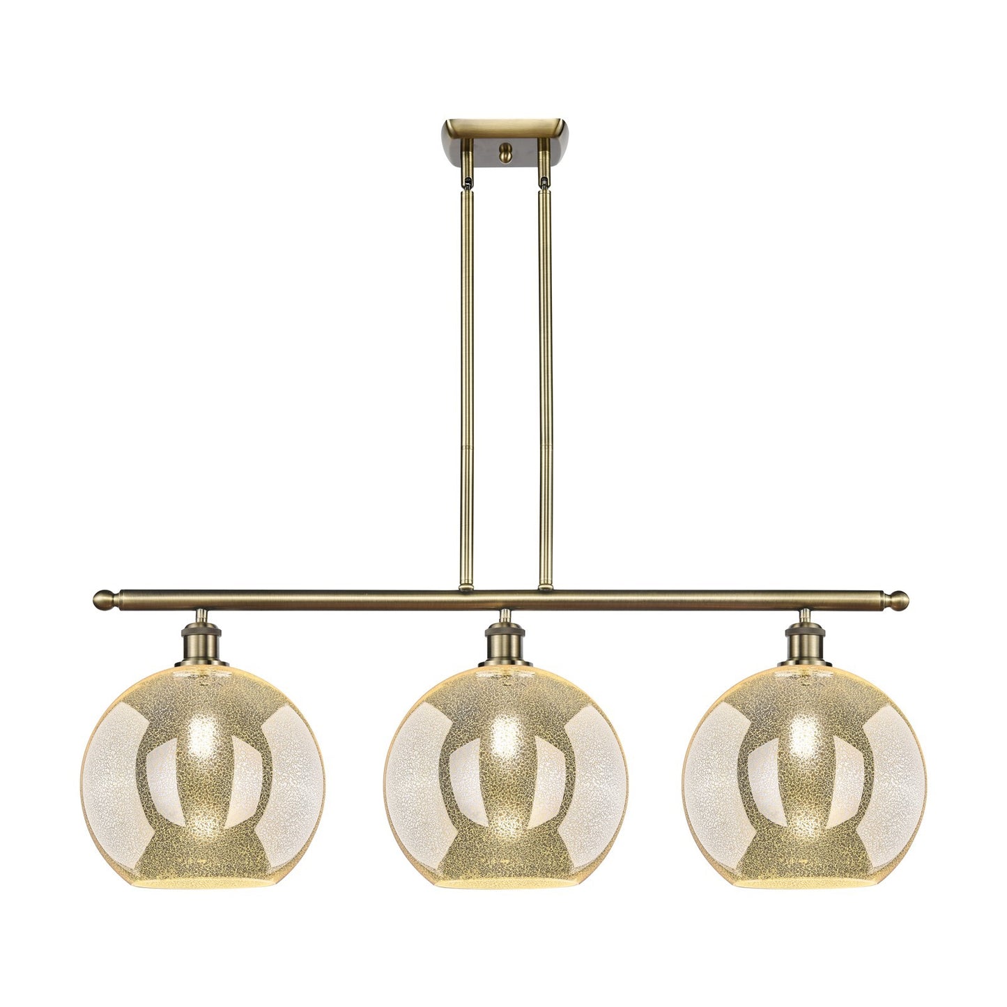 Innovations Athens 38in 3-Light Island Light | Industrial Antique Brass and Mercury Glass | Kitchen Island & Dining Room | Model 516-3I-AB-G128-12
